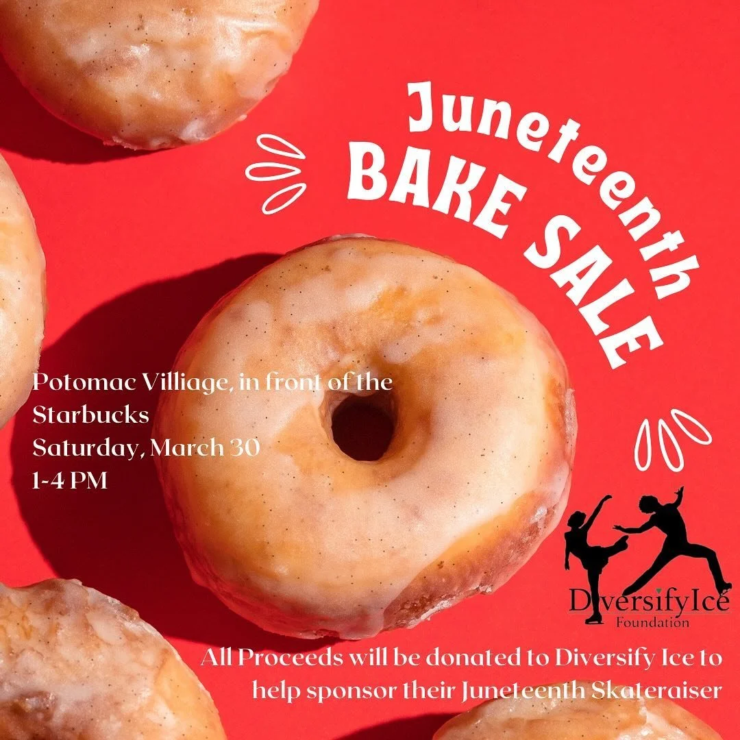 Make sure to mark your calendars for the Rise on Ice bake sale on March 30! All proceeds will be donated to help fundraise the Juneteenth Skateraiser by Diversify Ice Foundation!