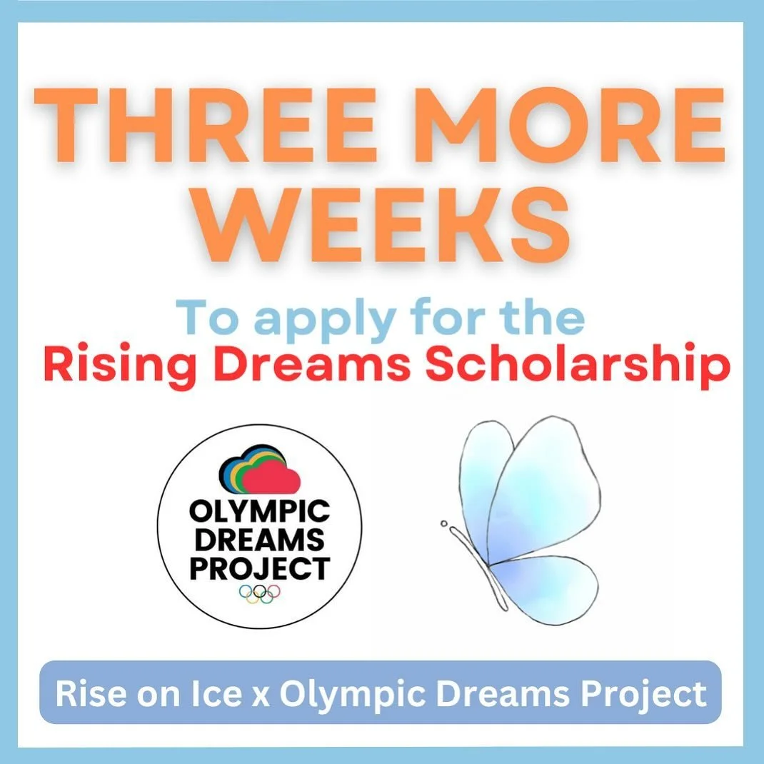 Applications for the Rising Dreams Scholarship close April 1st, 2024.

To apply, visit the Rising Dreams Scholarship page on riseonice.org