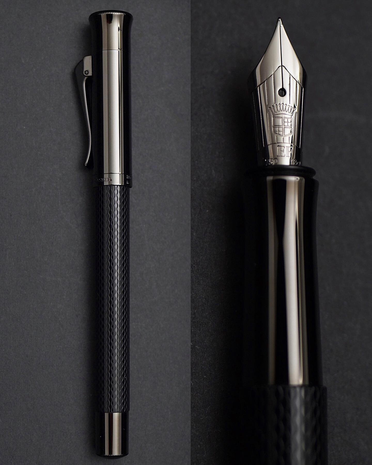 Fresh nib shot for my latest acquisition &mdash; Graf von Faber Castell Guilloche Black Edition with EF nib.

I have to admit, for MODERN fine writing instruments, @grafvonfabercastell is my favourite pen company. I adore the classy designs of their 