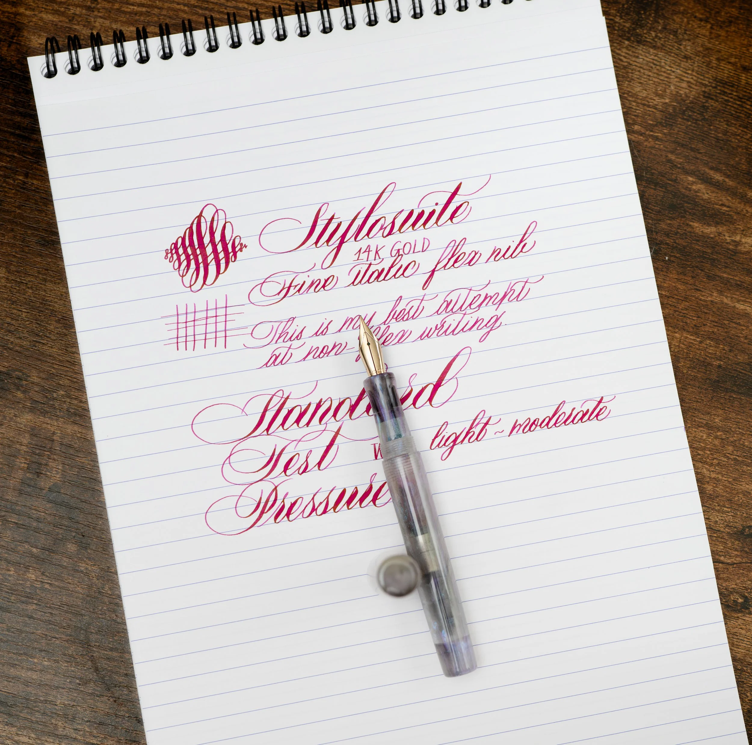 Stylosuite 14k gold fine italic flex nib fountain pen,  Maverick Pens fountain pen, best flex nib fountain pen, flexible nib fountain pen review, iroshizuku tsutsuji
