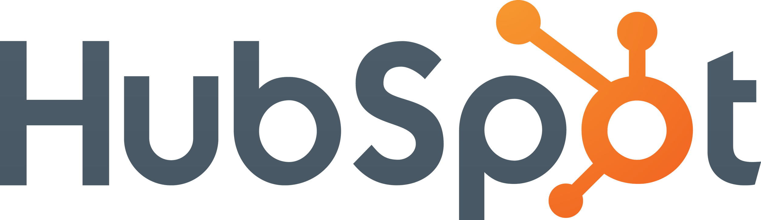 HubSpot logo with stylized orange hub and gray text