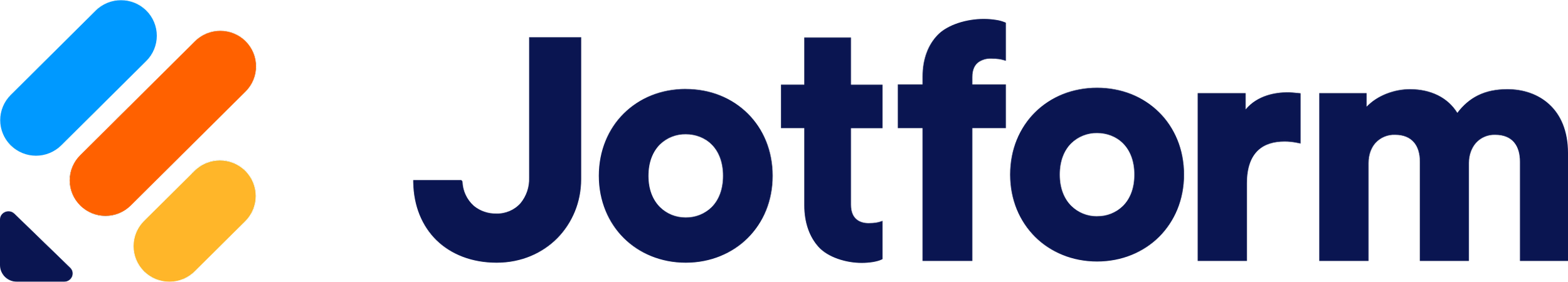 Illustration of a logo with three colored bars and the word 'Jetform' in dark blue text.
