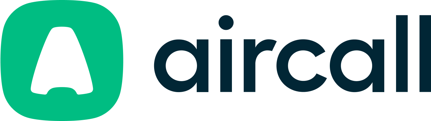 Logo of Aircall with a green icon resembling a headset and the word 'aircall' in black text.