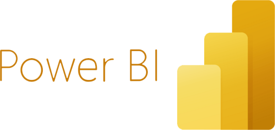 Power BI logo with three vertical gold bars of increasing height.