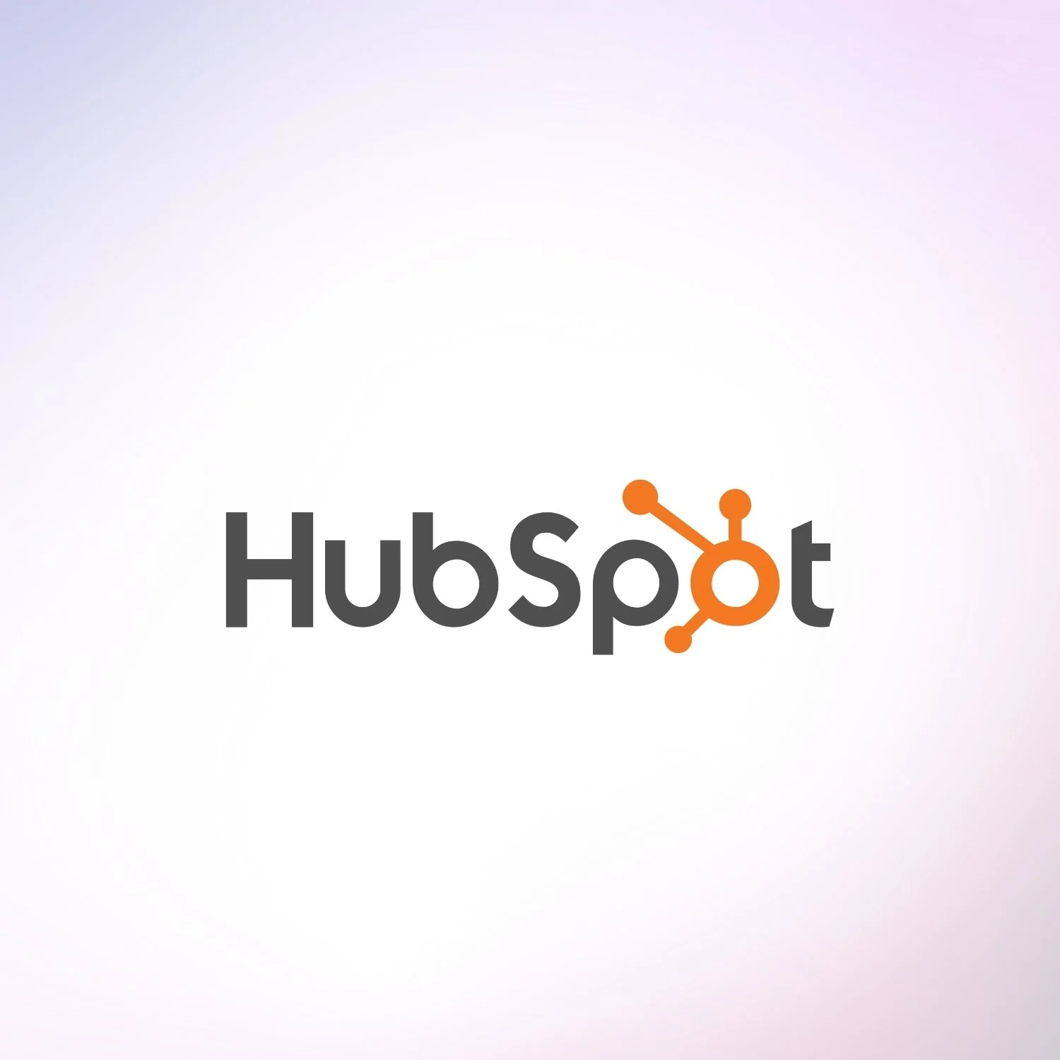 HubSpot logo with black text and an orange connected circles graphic in the 'o'