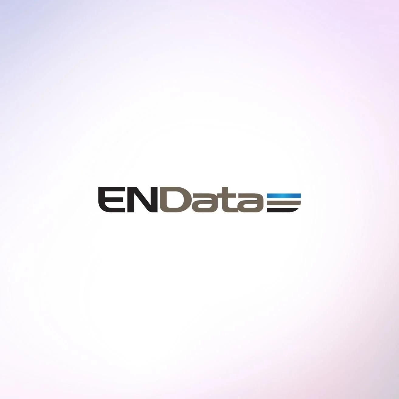 Logo of ENDData with stylized text and lines in blue and black.