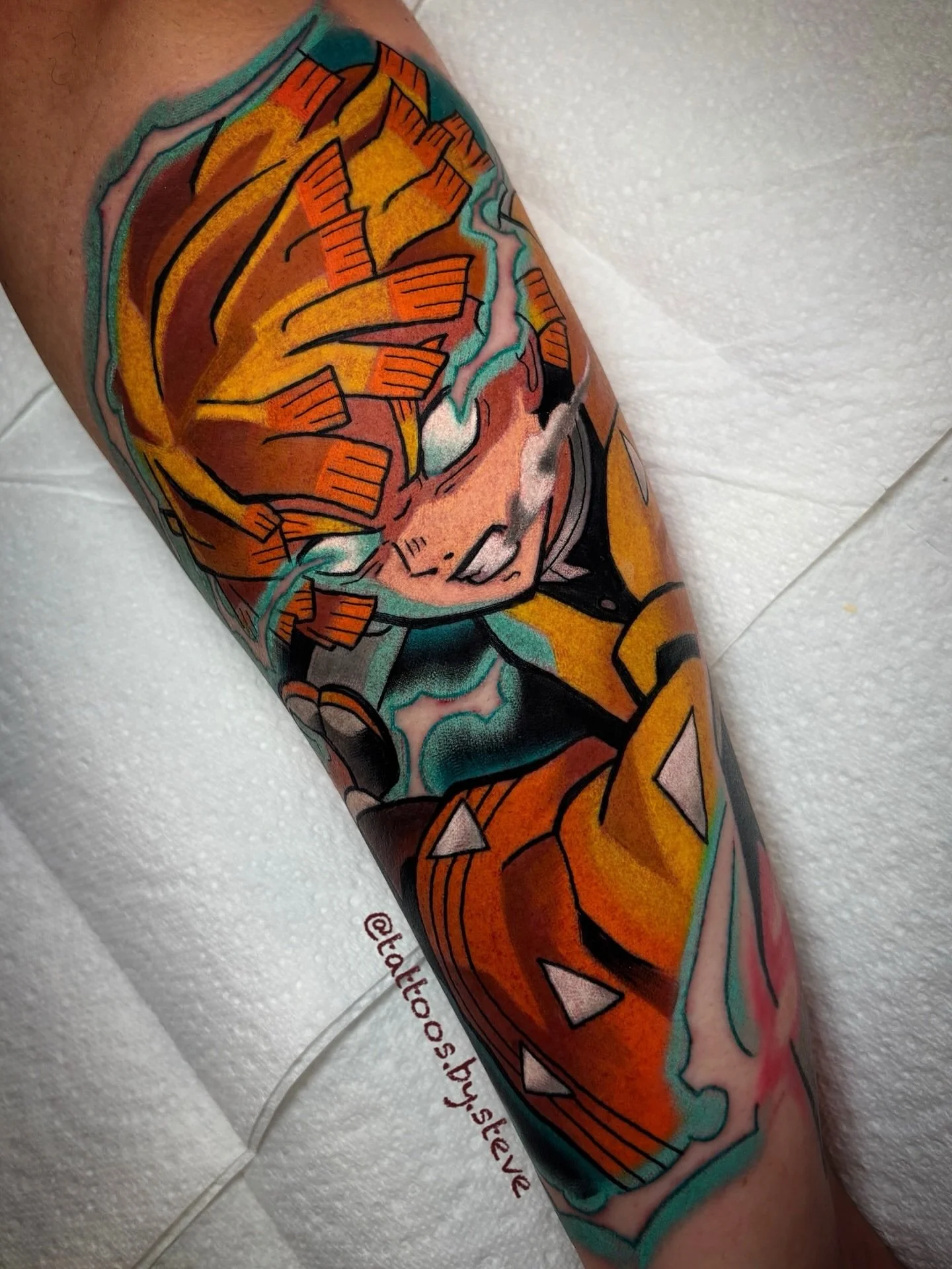 @tattoos.by.steve Zenitsu!
⚡️Thunder Breathing - First Form: Thunderclap and Flash! ⚡️
- How great has the story of Zenitsu&rsquo;s character development been. How amazing was his fight against Kaigaku and seeing his own technique in Infinity Castle!