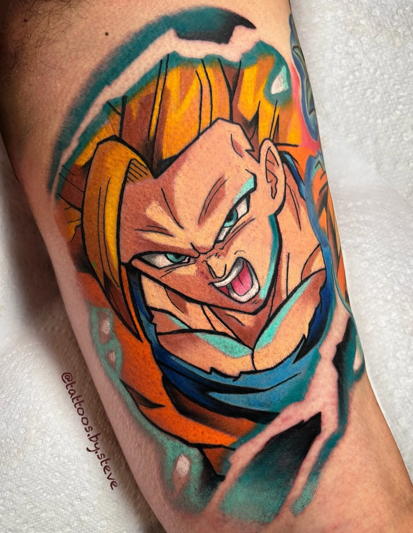 @tattoos.by.steve Super Saiyan 3 Goku!
-
Convention Availability:
@nztattoofestival 29th and 30th November 
- DM for all bookings!
-
#gokutattoo #supersaiyan3 #supersaiyan3tattoo #dragonball #dragonballz #dragonballztattoo #brisbaneanimetattoo #brisb
