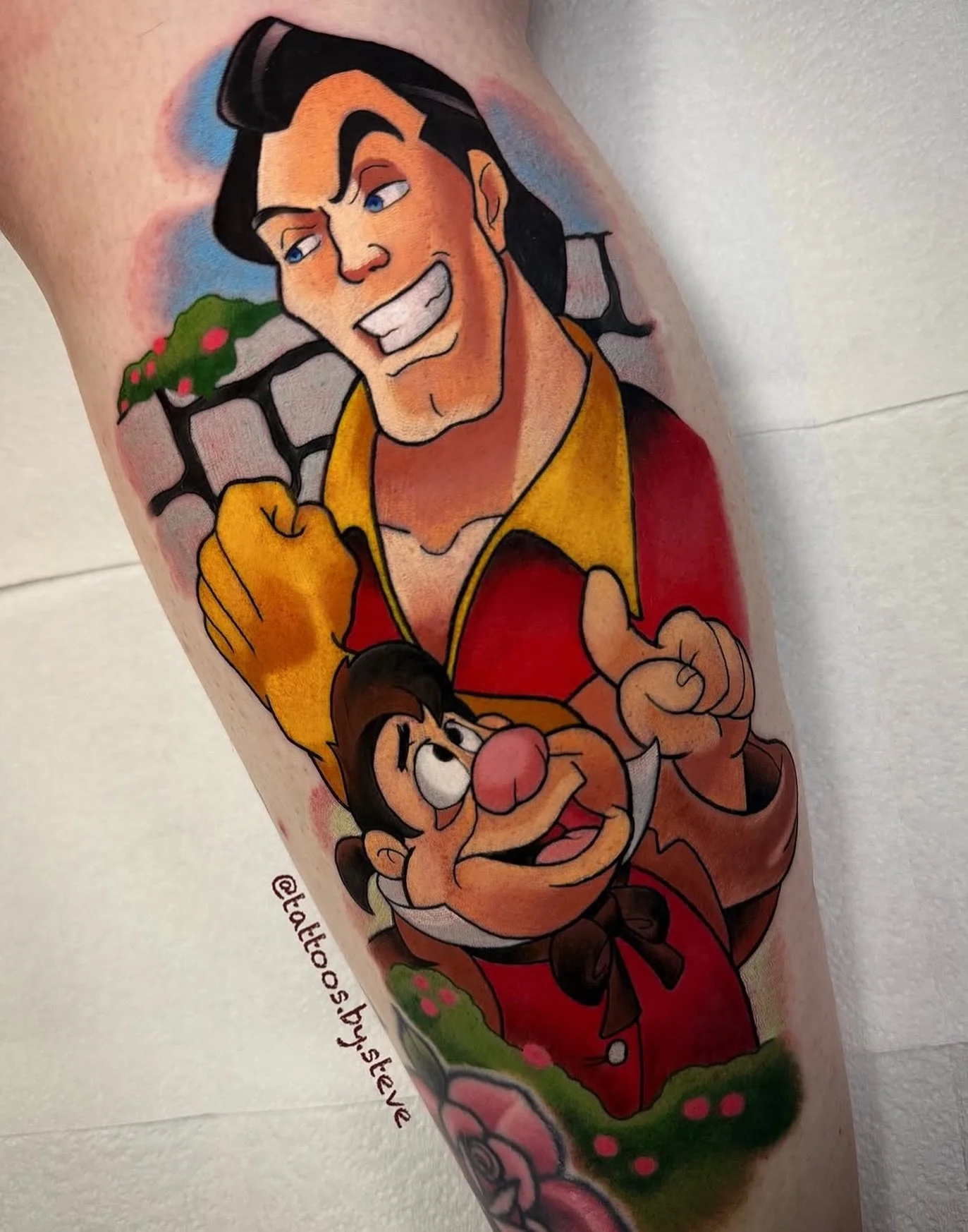 @tattoos.by.steve No one&rsquo;s slick as Gaston
No one&rsquo;s quick as Gaston
No one&rsquo;s neck&rsquo;s as incredibly thick as Gaston!
 -
Gaston and Lefou!
I always love tattooing all things Disney, so let&rsquo;s get some more happening!
- 
Made