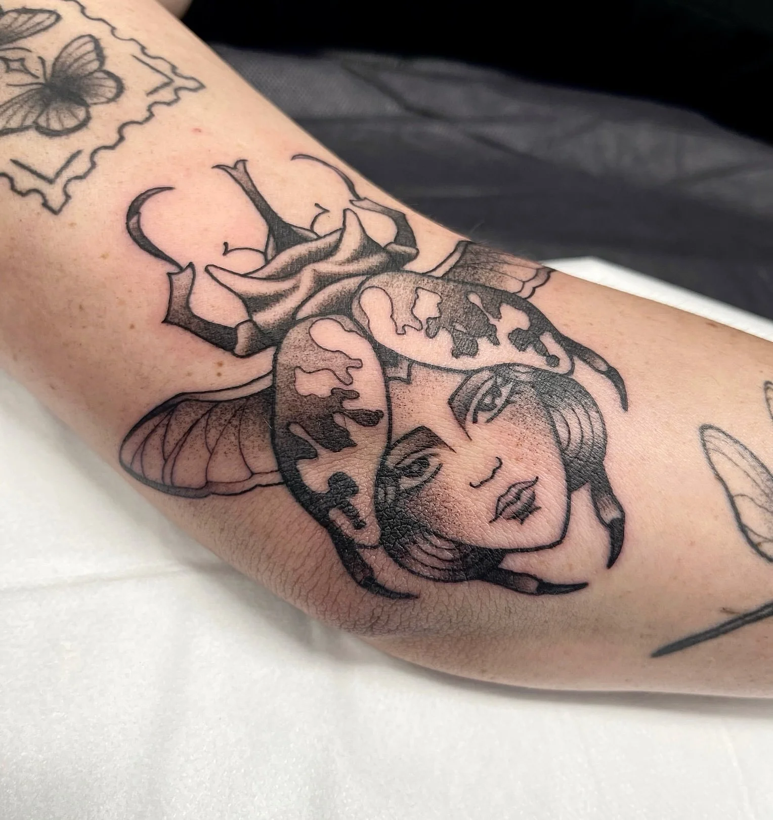 @katebtattoo Loved doing this one for Chloe 🪲 Thanks always for the support girl 🫶🏼

📍Upstairs @ 183 Boundary St, West End // Brisbane
📩 Bookings: Through @katebtattoo or via contact form in our bio ✏️ 

#beetletattoo #brisbanetattoo #brisbaneta