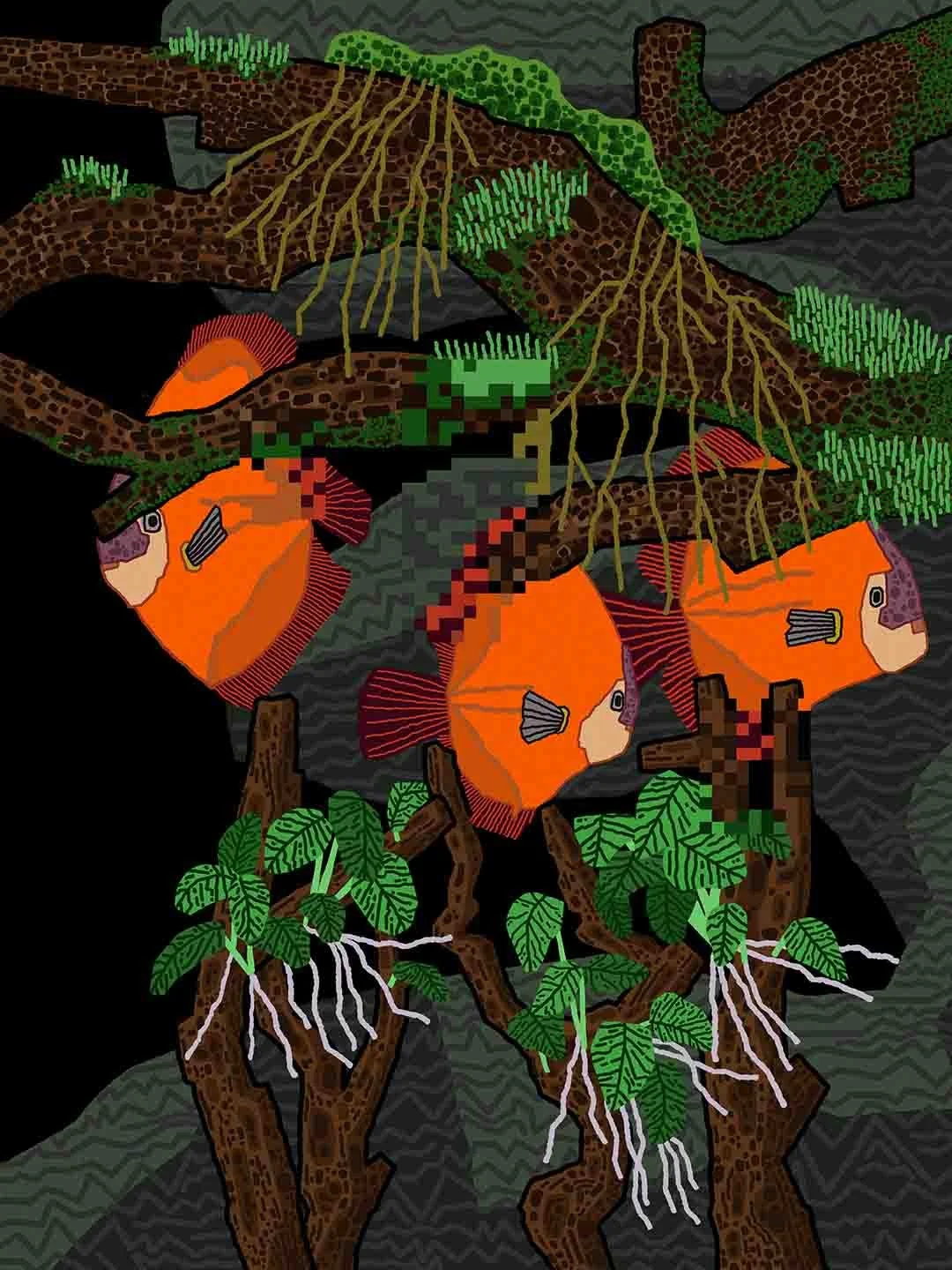 Goyong, In the water, 2022, Mixed media