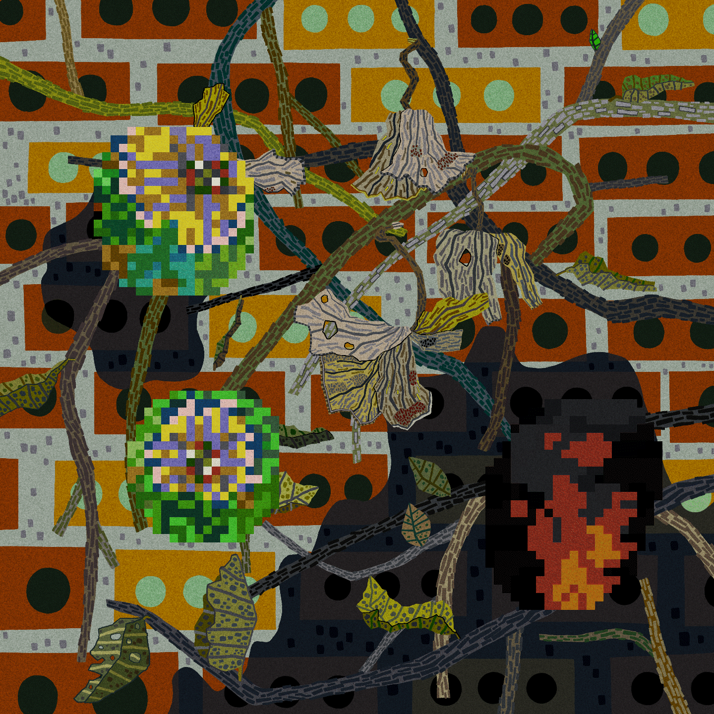 Goyong, Wilting-living, 2024, Mixed media