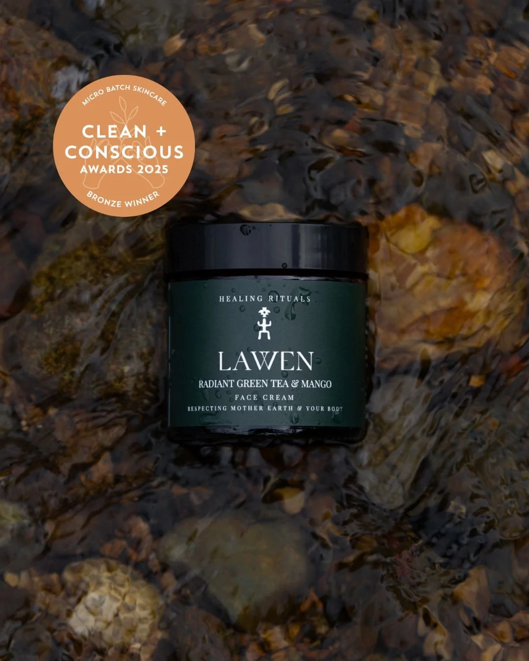Lawen Radiant Green Tea & Mango Face Cream to nourish the skin barrier and support dry, sensitive skin.
