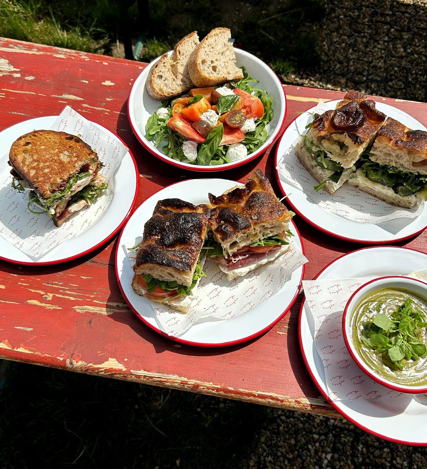 JUNE&rsquo;S LUNCHES HAVE BEEN POPULAR SO FAR&hellip; HEAD ON DOWN TO THE LEYBOURNE RIVIERA, SHOTGUN A SUNBED (GERMAN BEER TABLE) BY THE POOL (ON THE GRASS) AND SEE WHY!!!!!!!!!!!!

COURGETTE FOCACCIA SANDWICH*
Roasted courgette, straciatella (vg), a
