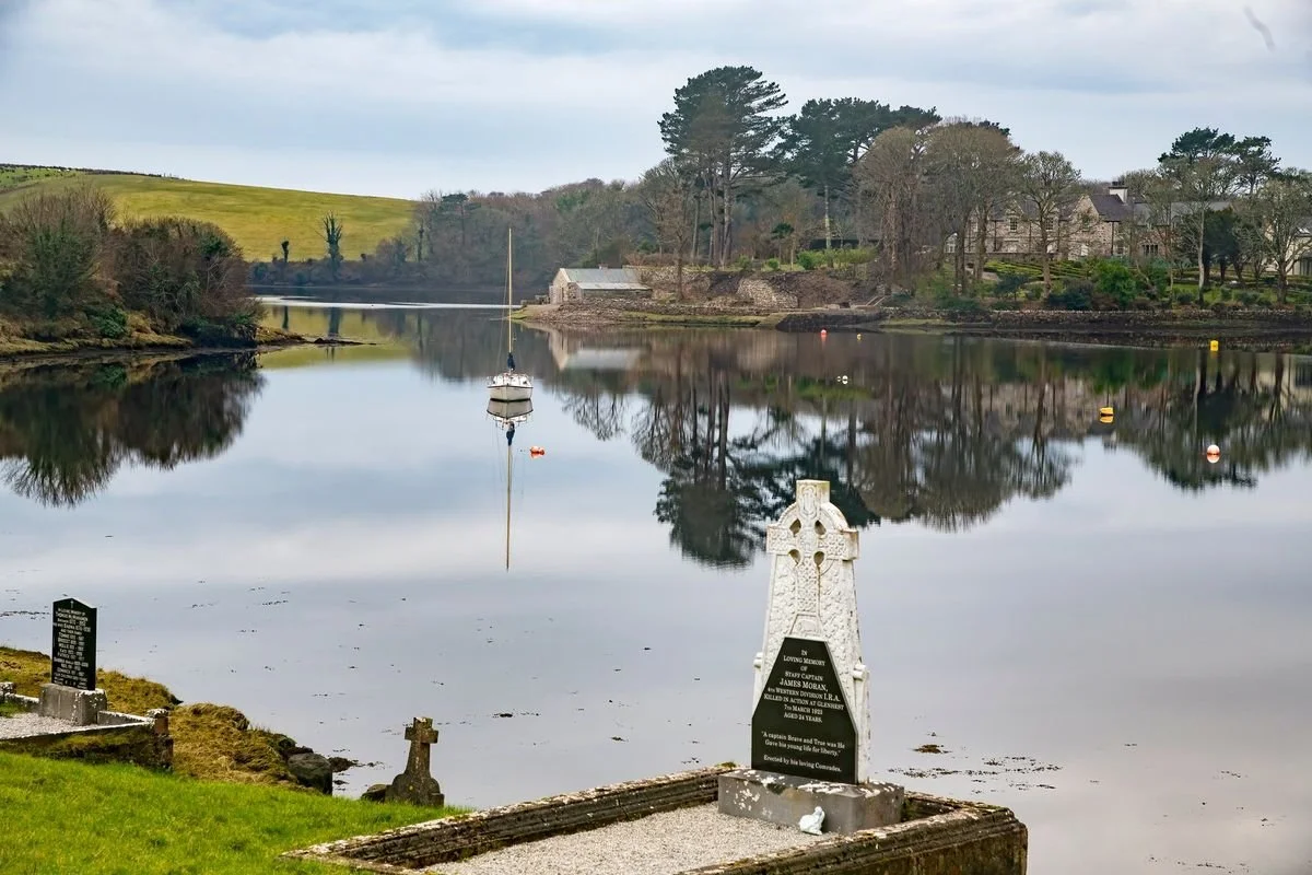 MMD_5620 · White cross by the still water, Burrishoole Abbey, Co. Mayo