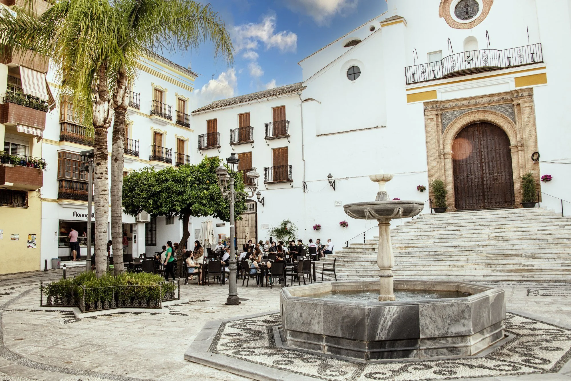 MAC_4273 · Church plaza and fountain, Andalusia, Spain