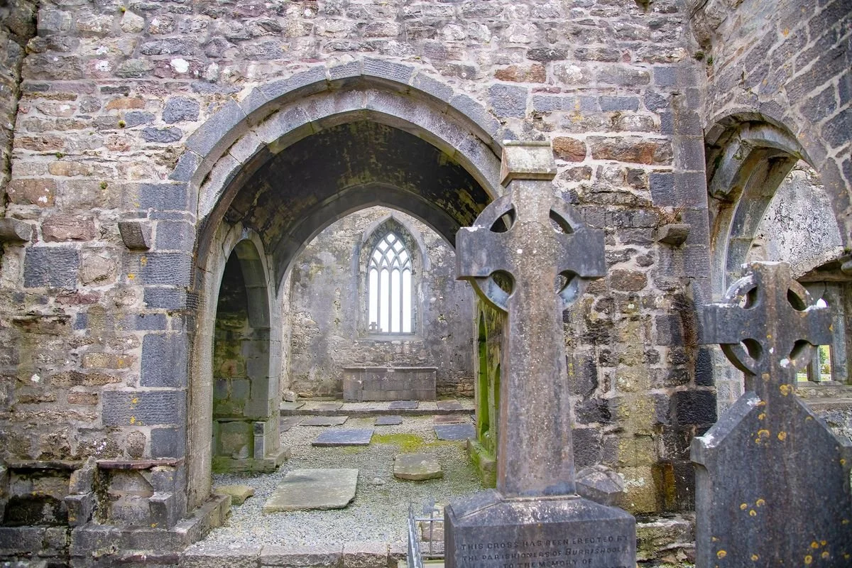 MMD_5614 · Arches and Celtic crosses, Burrishoole Abbey, Co. Mayo