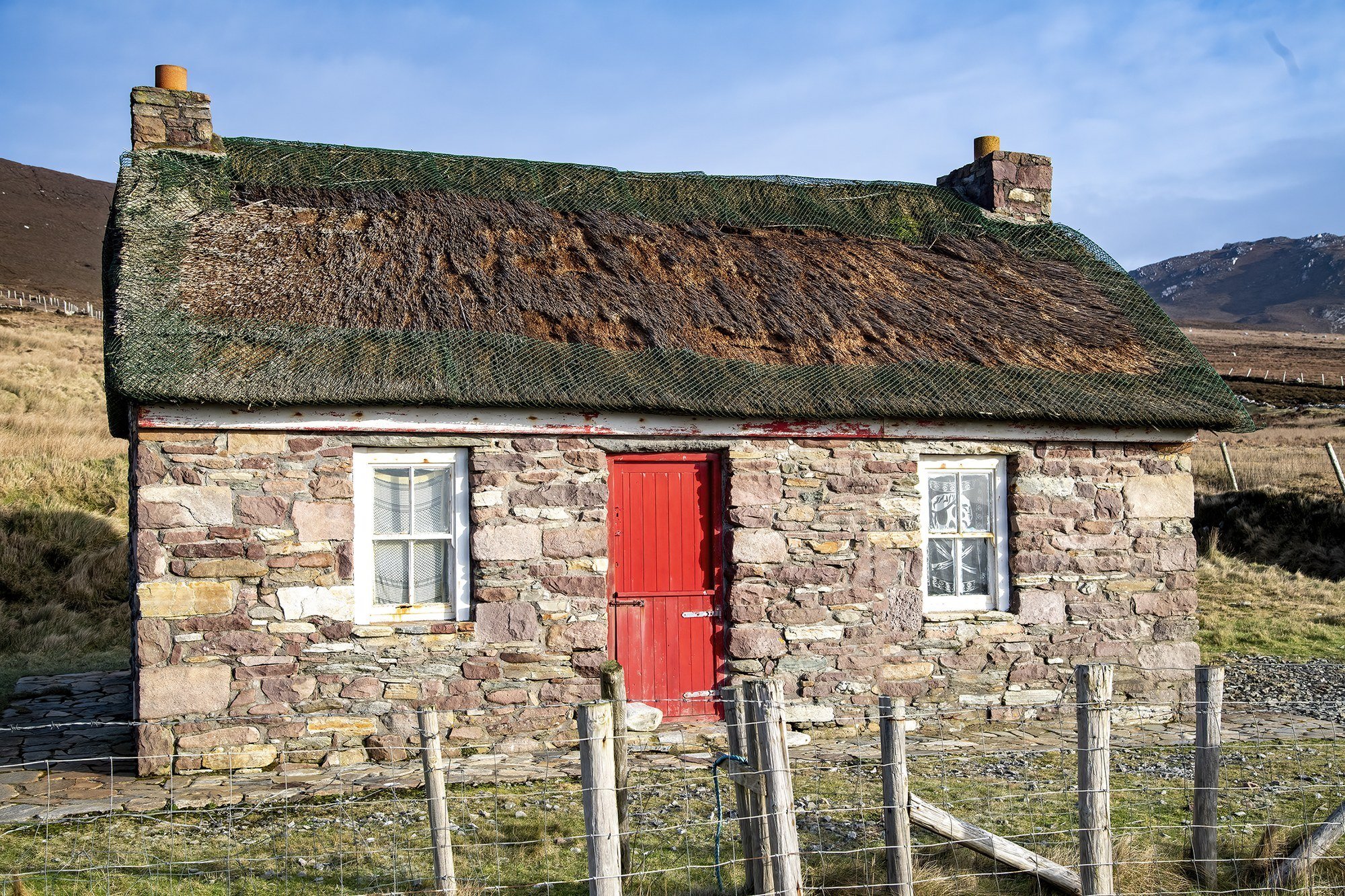 MMD_5582 · Thatched cottage, red door, Co. Mayo