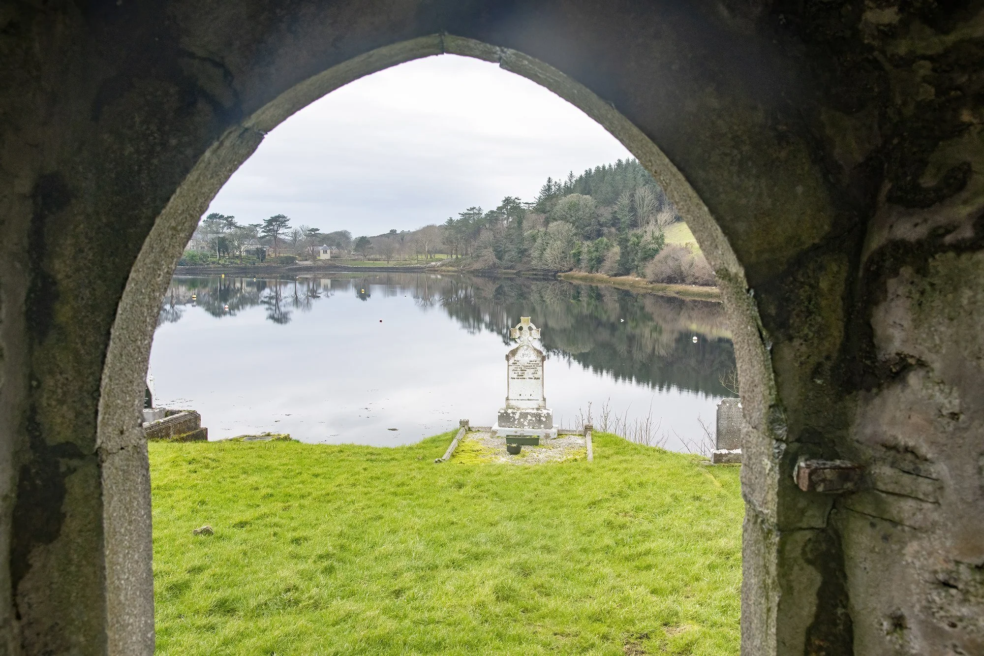 MMD_5619 · Abbey arch over the lake, Burrishoole Abbey, Co. Mayo
