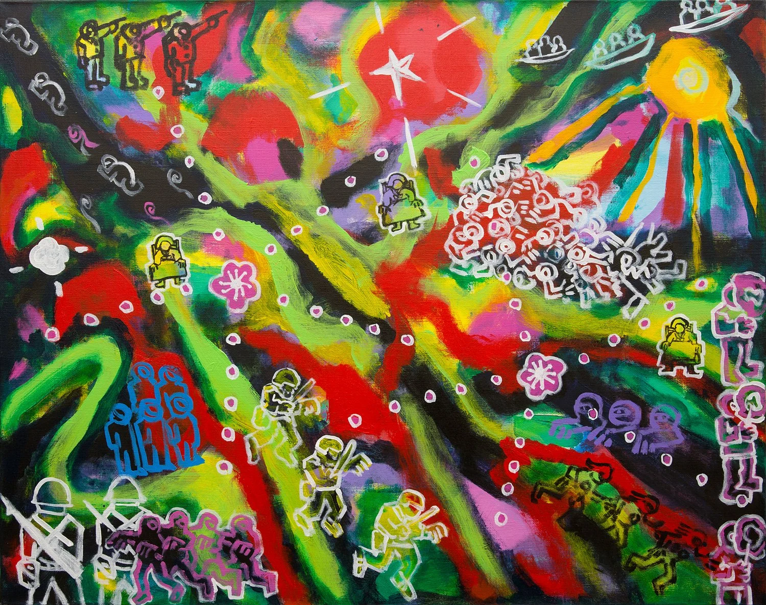 Temple Of Ten Thousand Spirits-Night Sky, acrylic on linen, 72.5x90.7cm, 2024