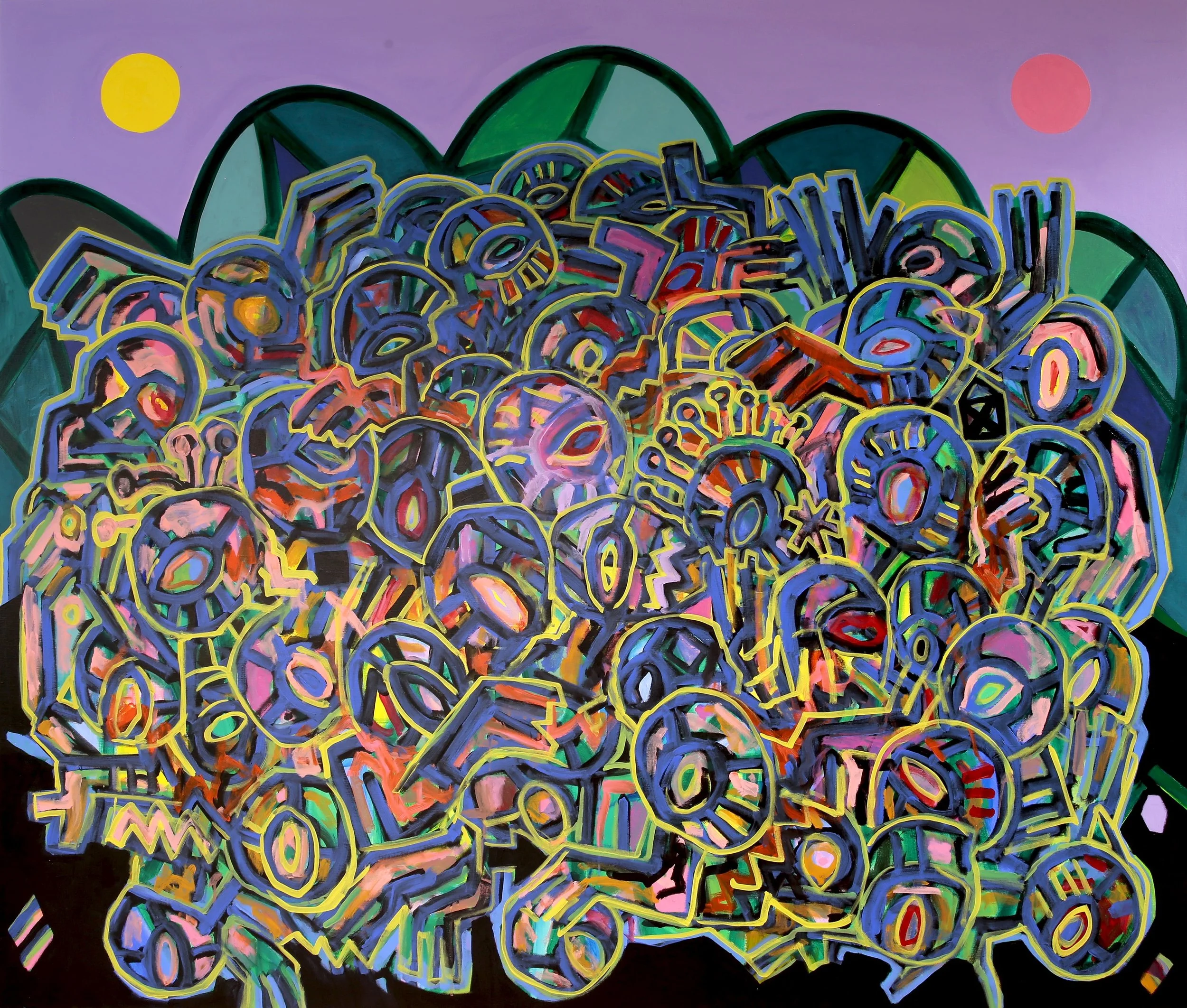 In The Mountains, acrylic on linen, 170x200cm, 2021
