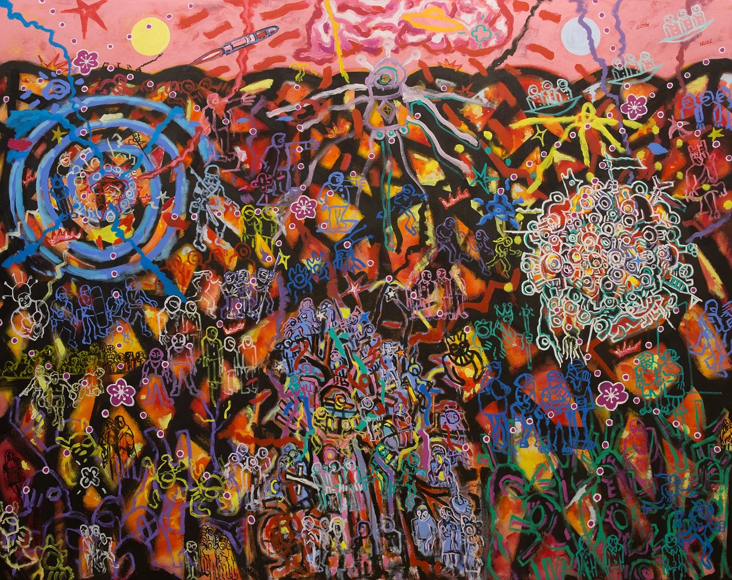 Temple Of Ten Thousand Spirits, acrylic on cotton, 200x250cm, 2023-2024