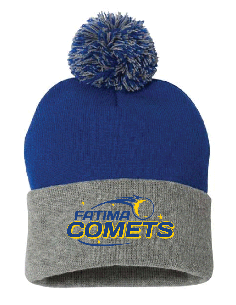 FHS EMB2 58R Roya/Grey Pom Pom Beanie