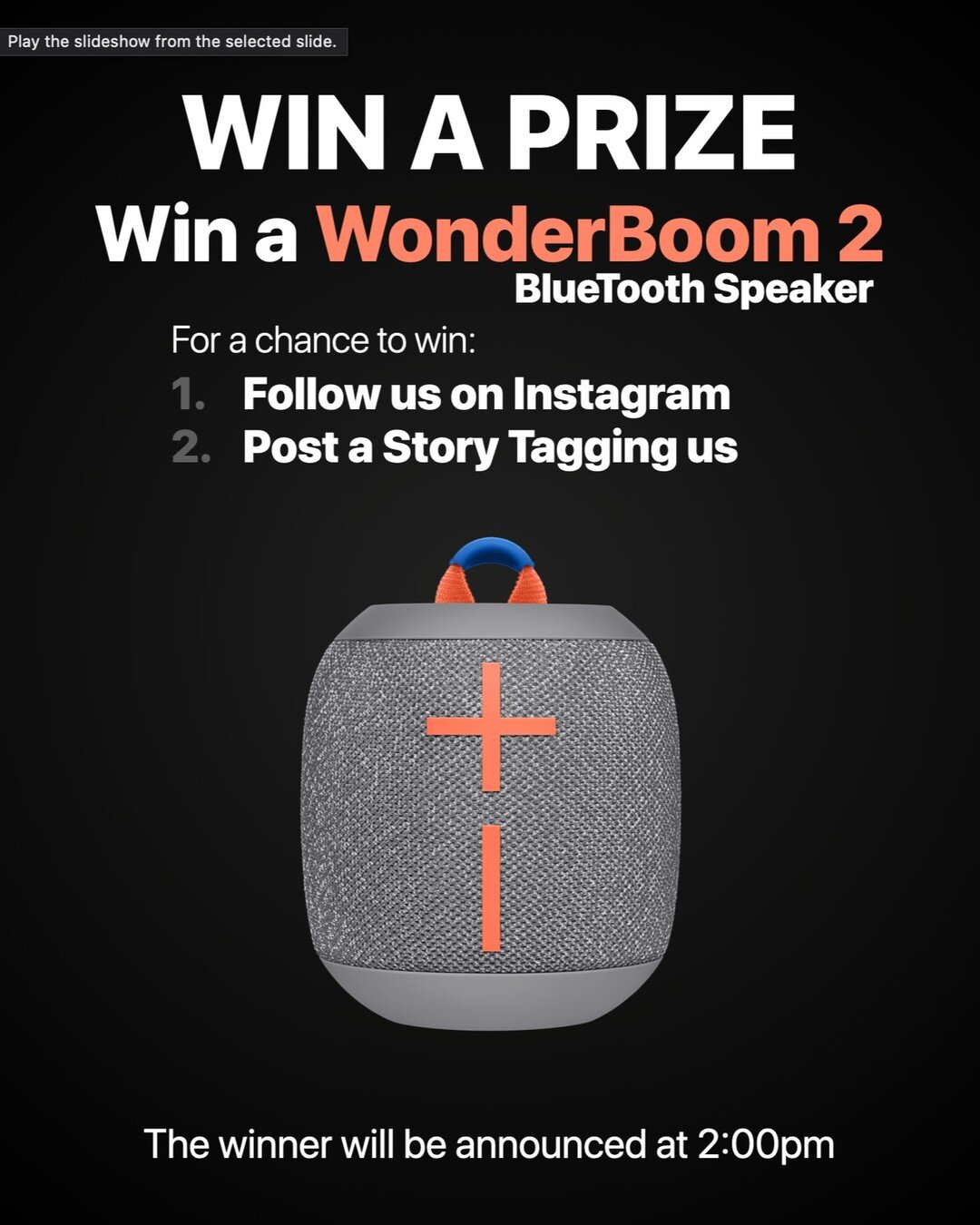 Today on Open Day, we're giving away a WonderBoom 2 Bluetooth Speaker!!

Follow the instructions for your chance to win:
- Follow Us on Instagram
- Post a Story Tagging Us