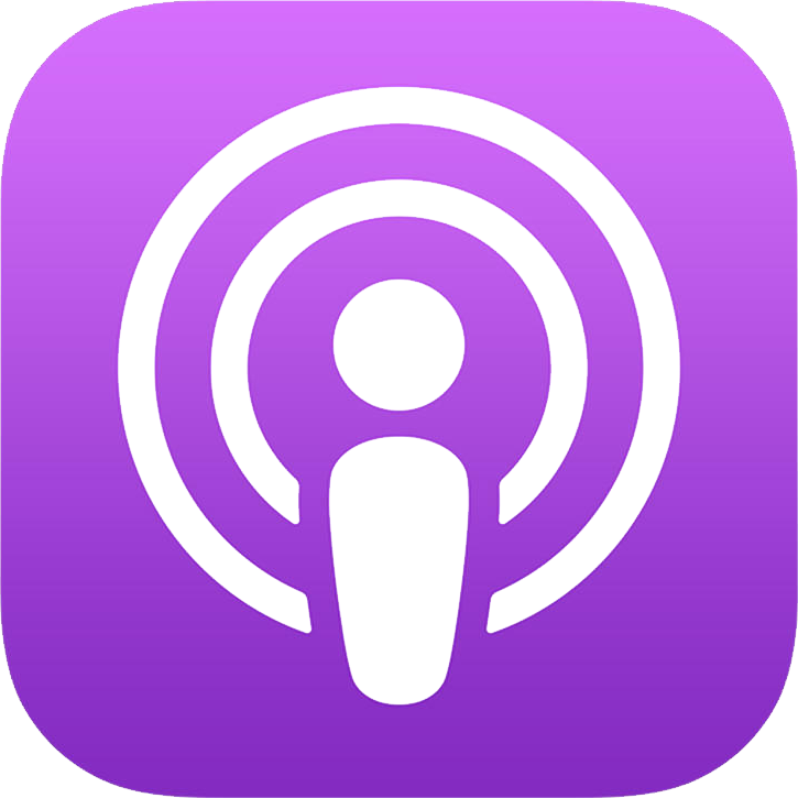 Purple Apple podcast icon with a white microphone and concentric circles
