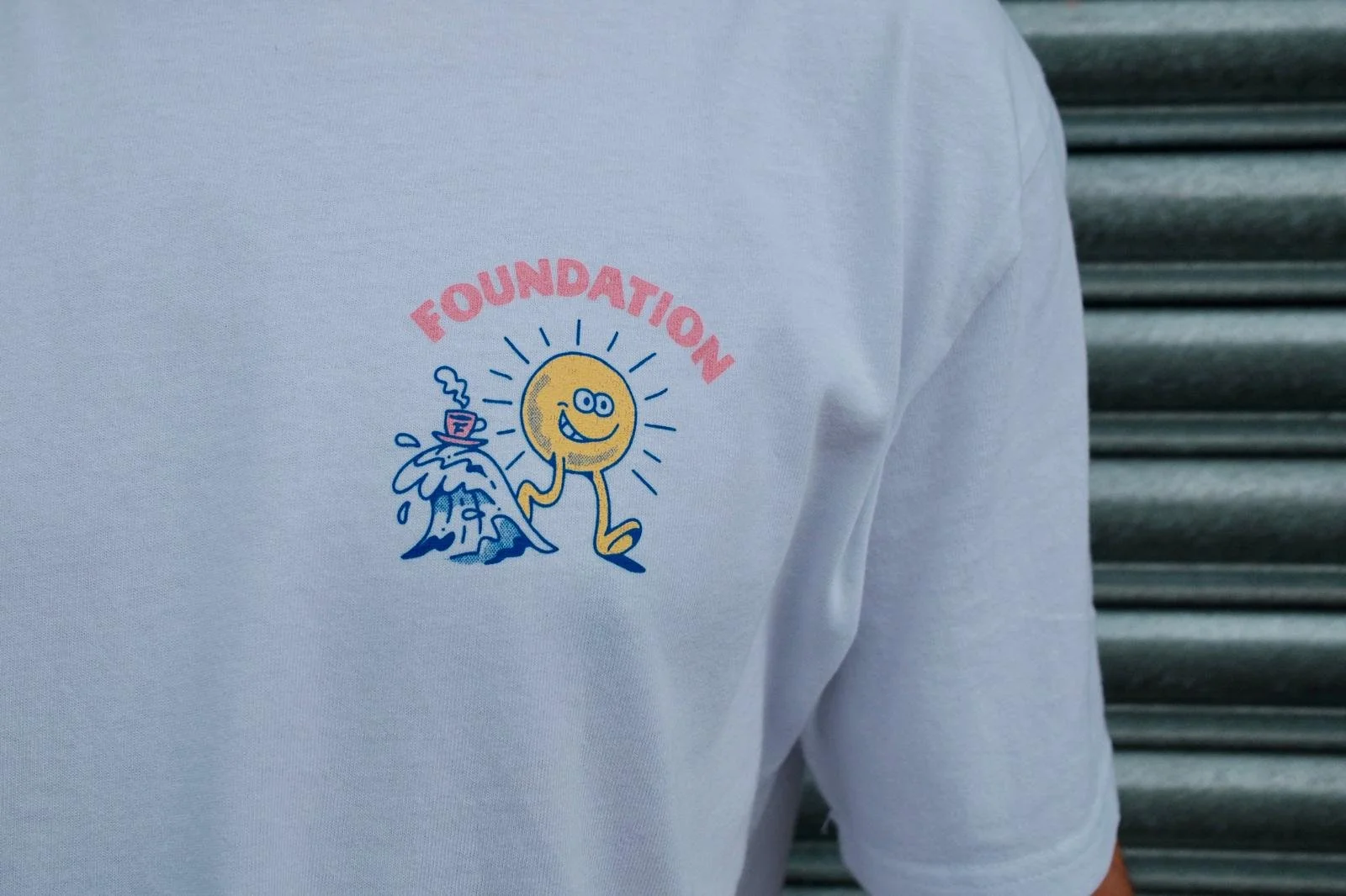 Foundation Coffee Roasters St Ives Cornwall Merch Happy Sun Lad White Short Sleeve T Unisex
