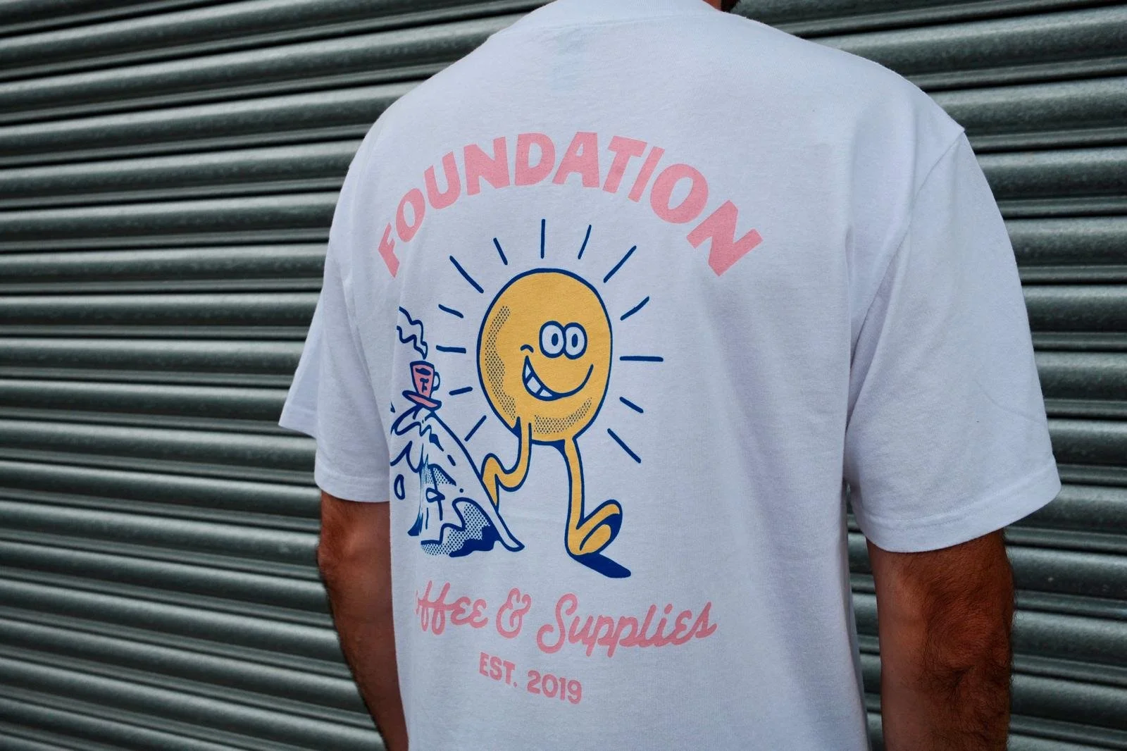Foundation Coffee Roasters St Ives Cornwall Merch Happy Sun Lad White Short Sleeve T Unisex