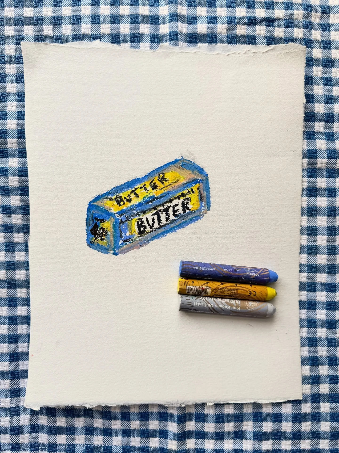 Recipe calendar outtakes 🧈🥐🍴
1. Butter on oil pastels 
2. Bread and butter 
3. Radishes on pastel
4. Letters for the cover 
5. Chanterelle mushrooms 
6. Figs 
7. Tomatoes 
Some small snippets of the drawing all making up the 2026 recipe calendar