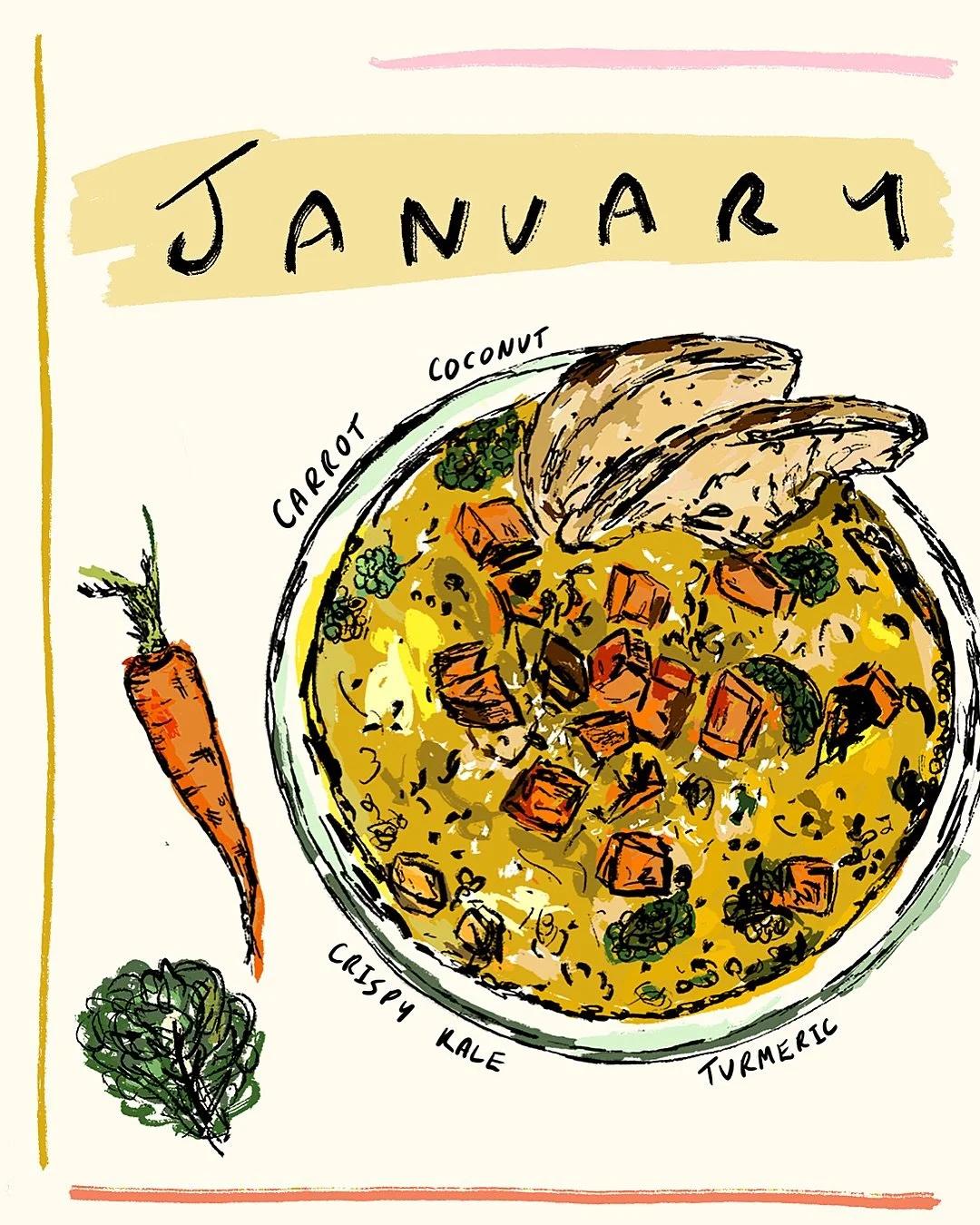 Happy New Year 🫶😋

Starting the new year with the first recipe of the year from the 2026 Recipe Calendar!!
Keeping things cosy to ease you into the new year with a carrot and coconut dhal with crispy kale. With carrots &amp; kale being a standout a