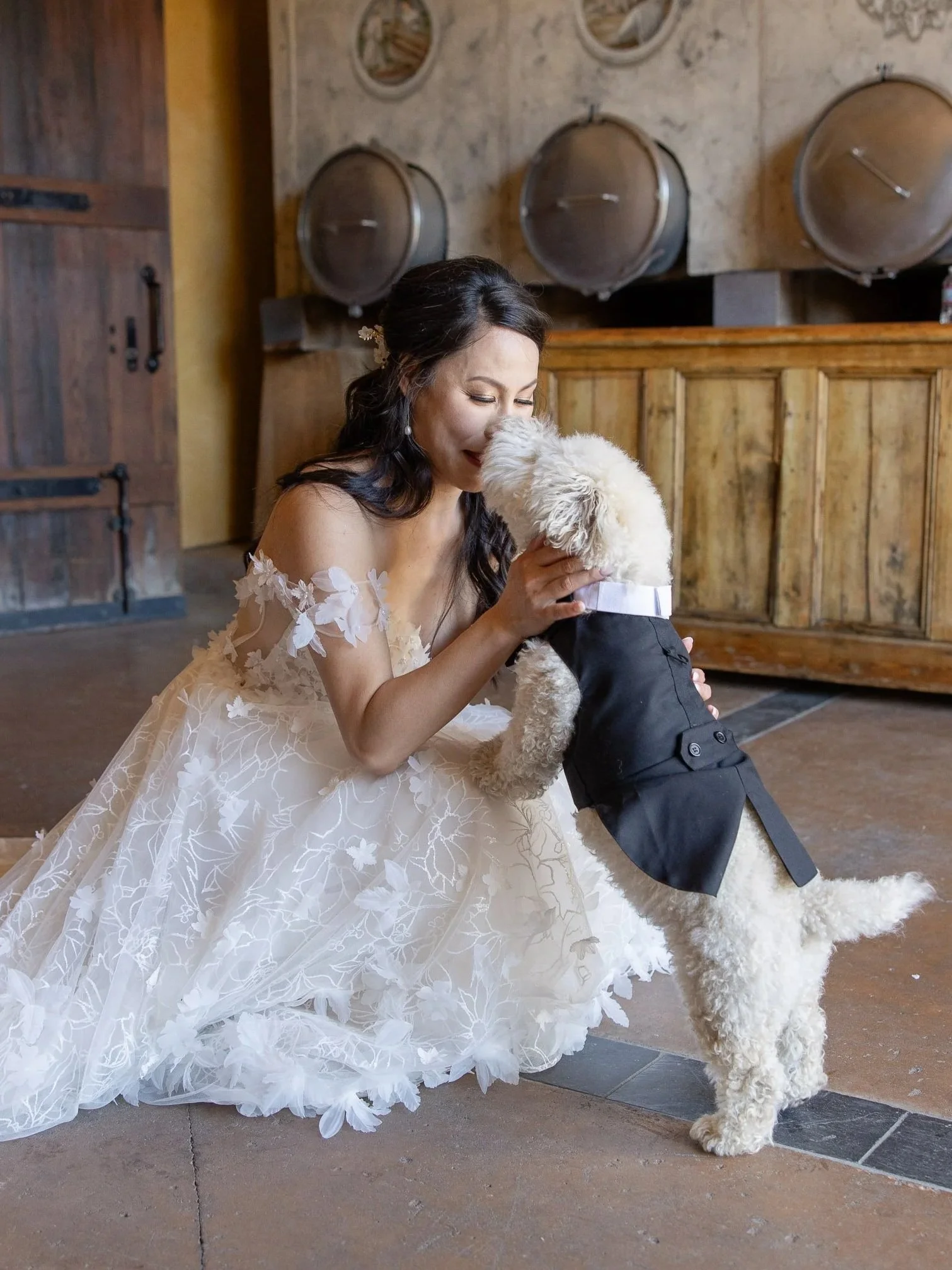 bride and puppy