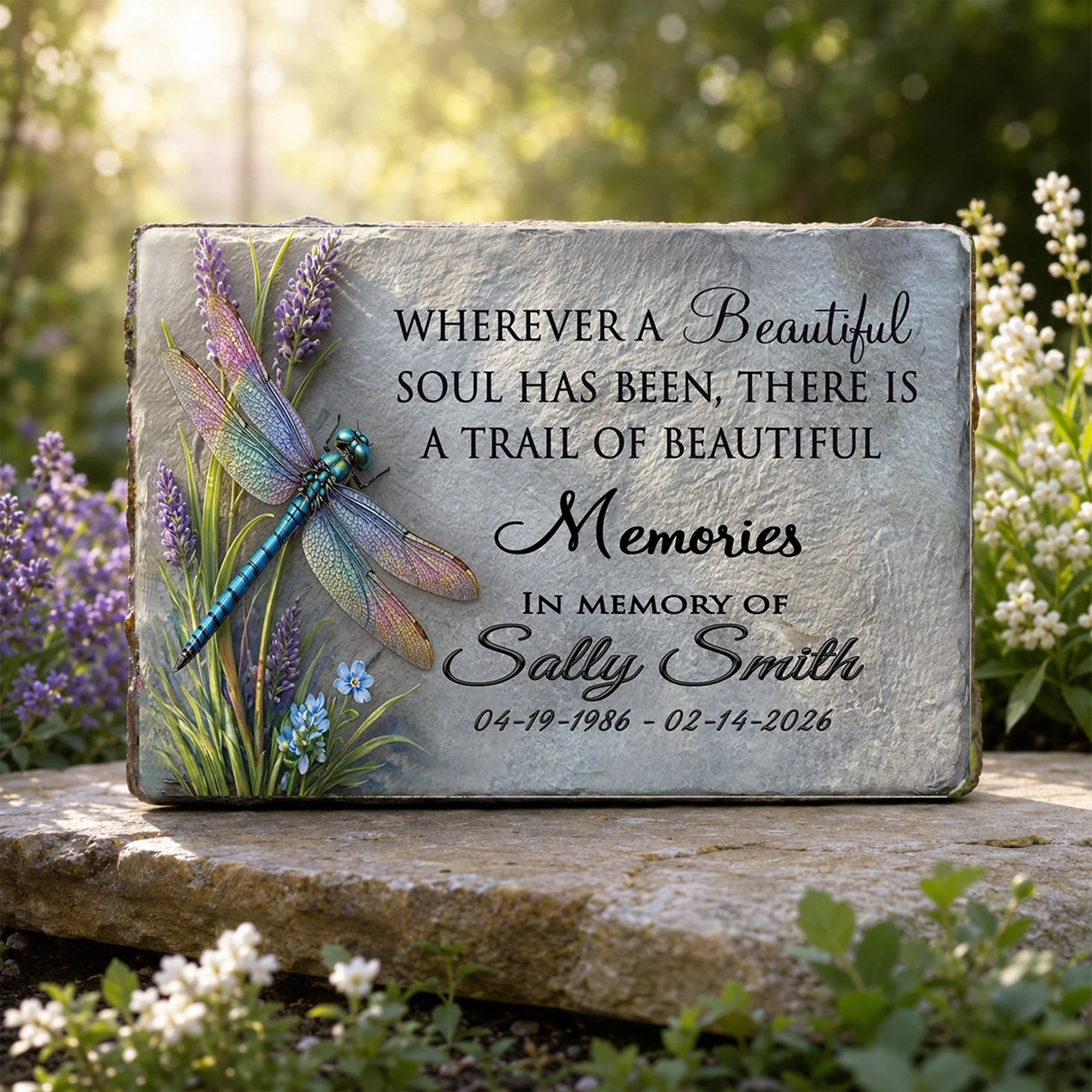🪲 Dragonfly Memorial Stone Beautiful Memories Keepsake Gift