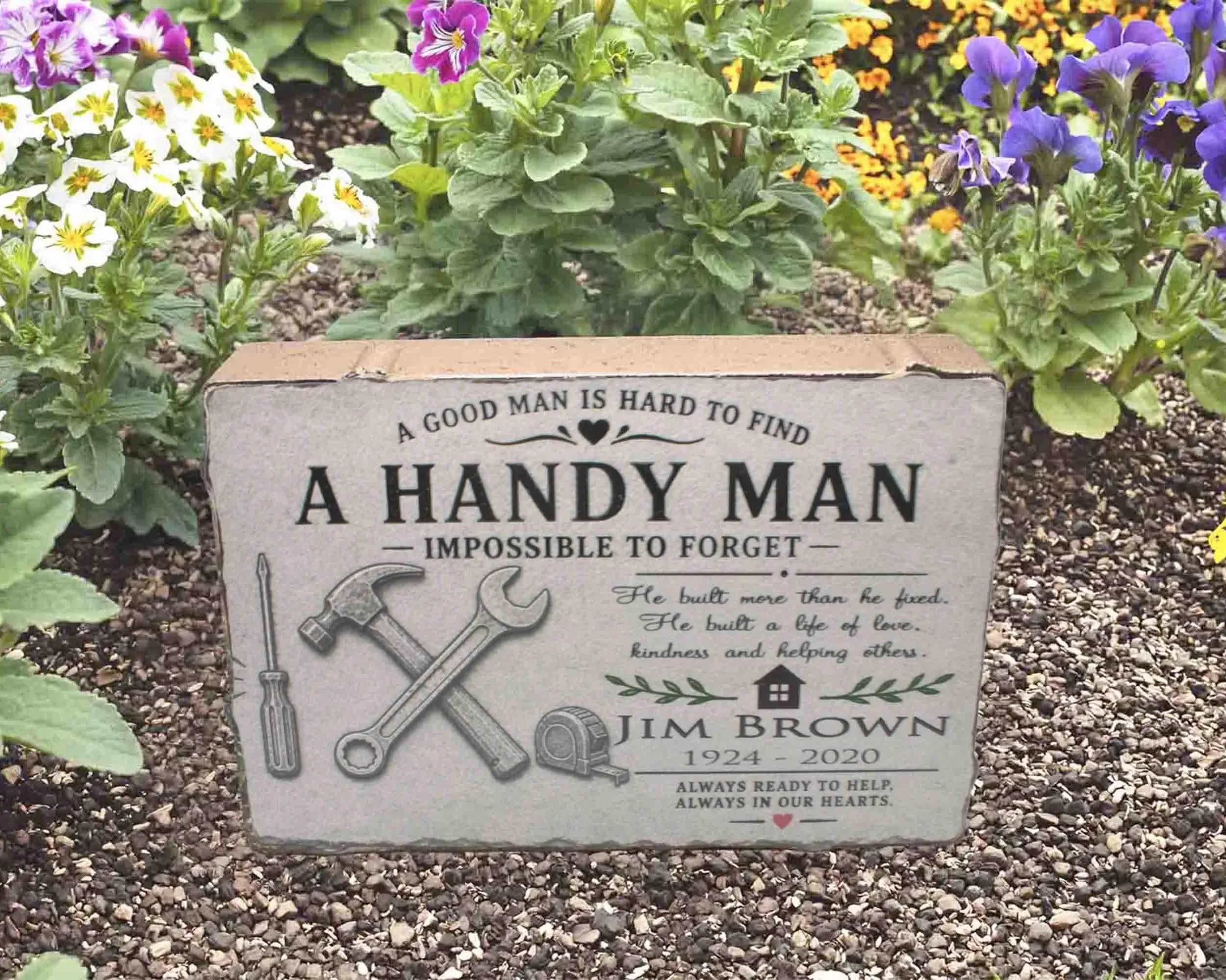 Handyman Carpenters Memorial garden Stone sympathy gift