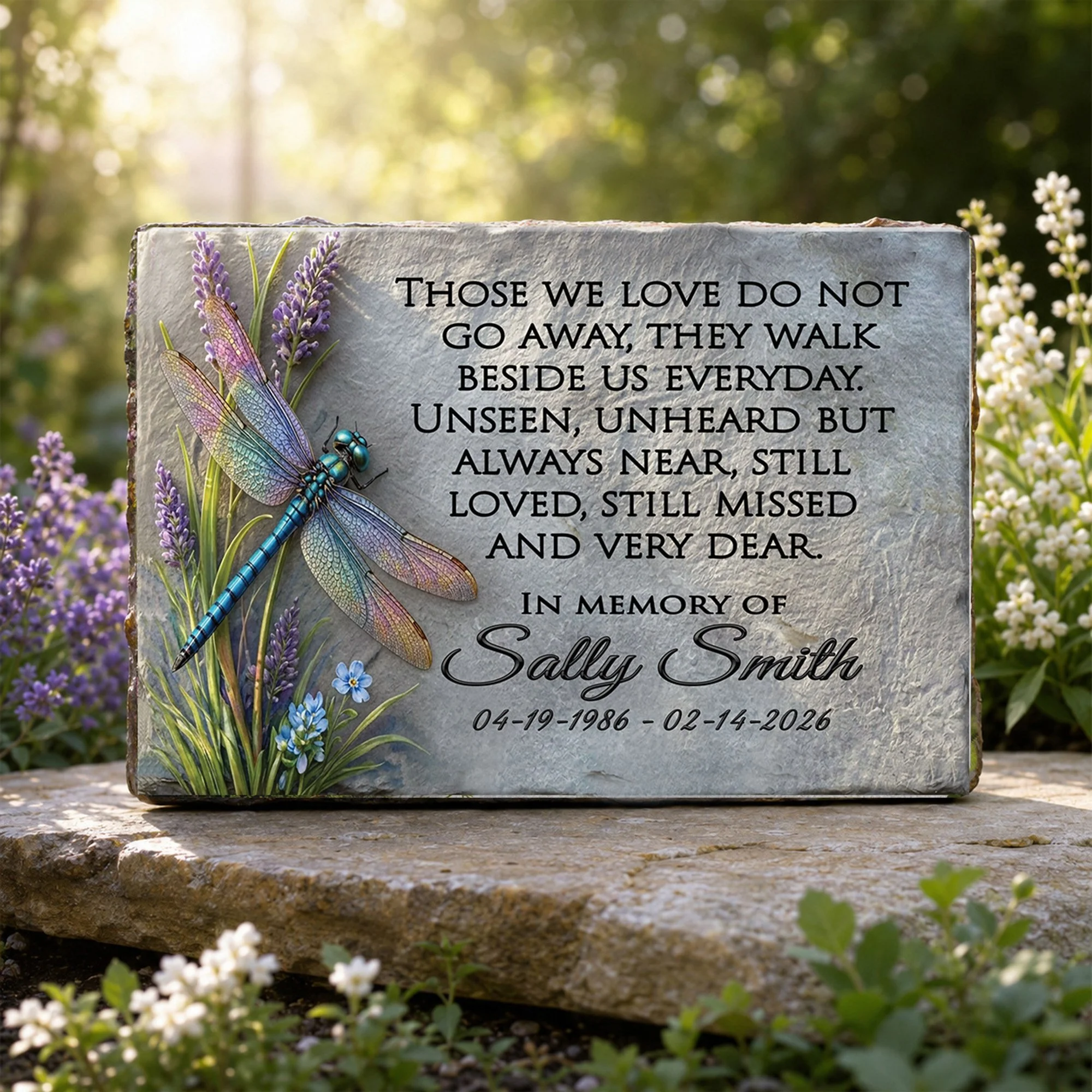 Dragonfly memorial stone, with those we love 9x6 personalized