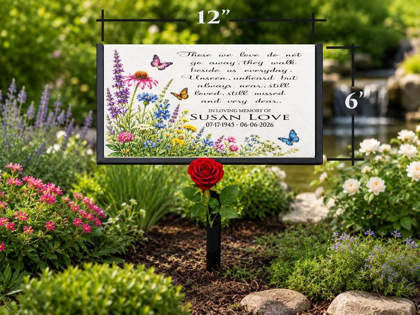 Cardinal slate stone always in our hearts, memorial gift with names and dates.