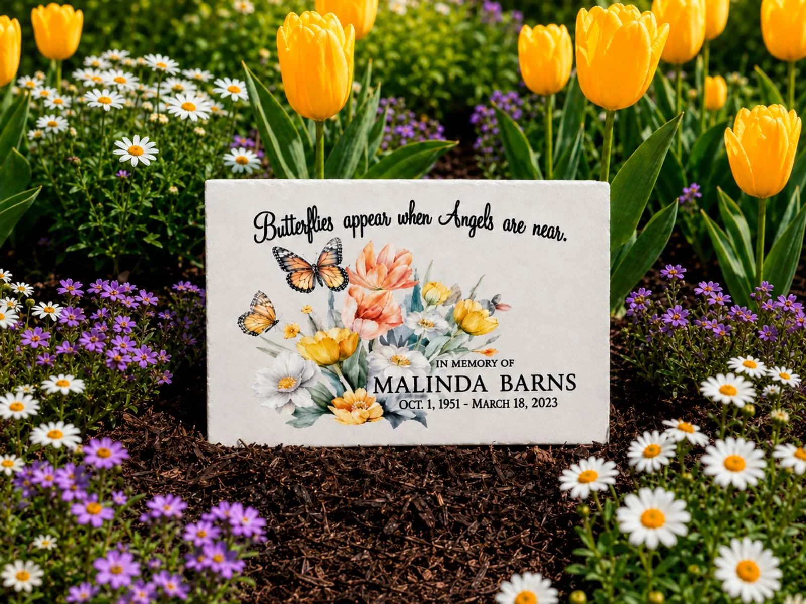 Memorial Garden Stones Butterflies appear