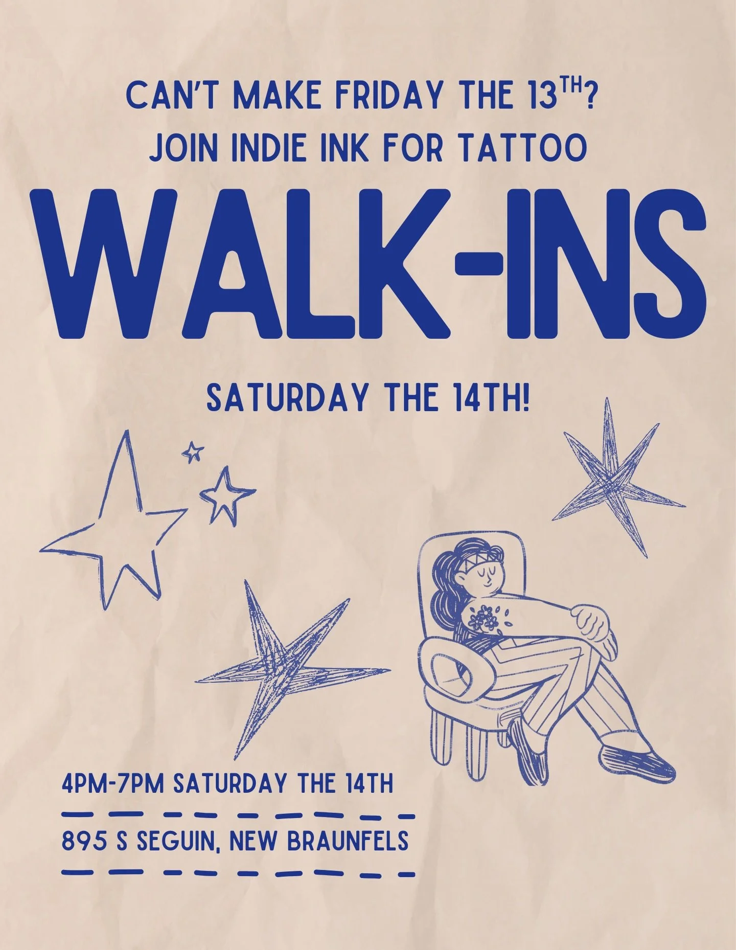 Sad that you have to work on Friday and miss Friday the 13th tattoos? WELL DON&rsquo;T BE SAD ANYMORE! We&rsquo;re doing walk-ins THIS SATURDAY at the shop!! 

@agavepokes @annabeth.ink and @spicy_pokes will be slinging some cute tatts for y&rsquo;al