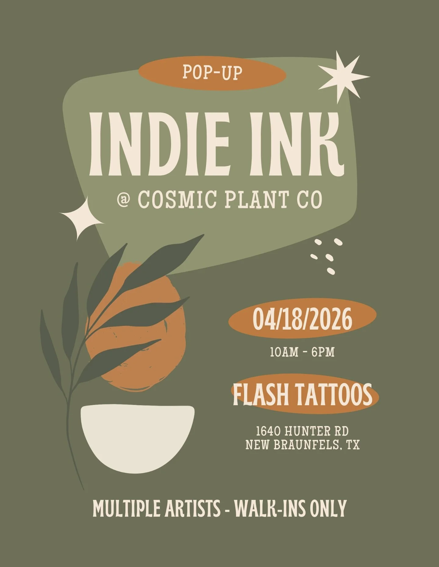 Indie Ink will be popping up at @cosmicplantco this Saturday for their 3rd anniversary!! *weather permitting* 

Here is a sneak peek of the flash that will be available (we will have more coming, so keep an eye out!).

@agavepokes @spicy_pokes @annab