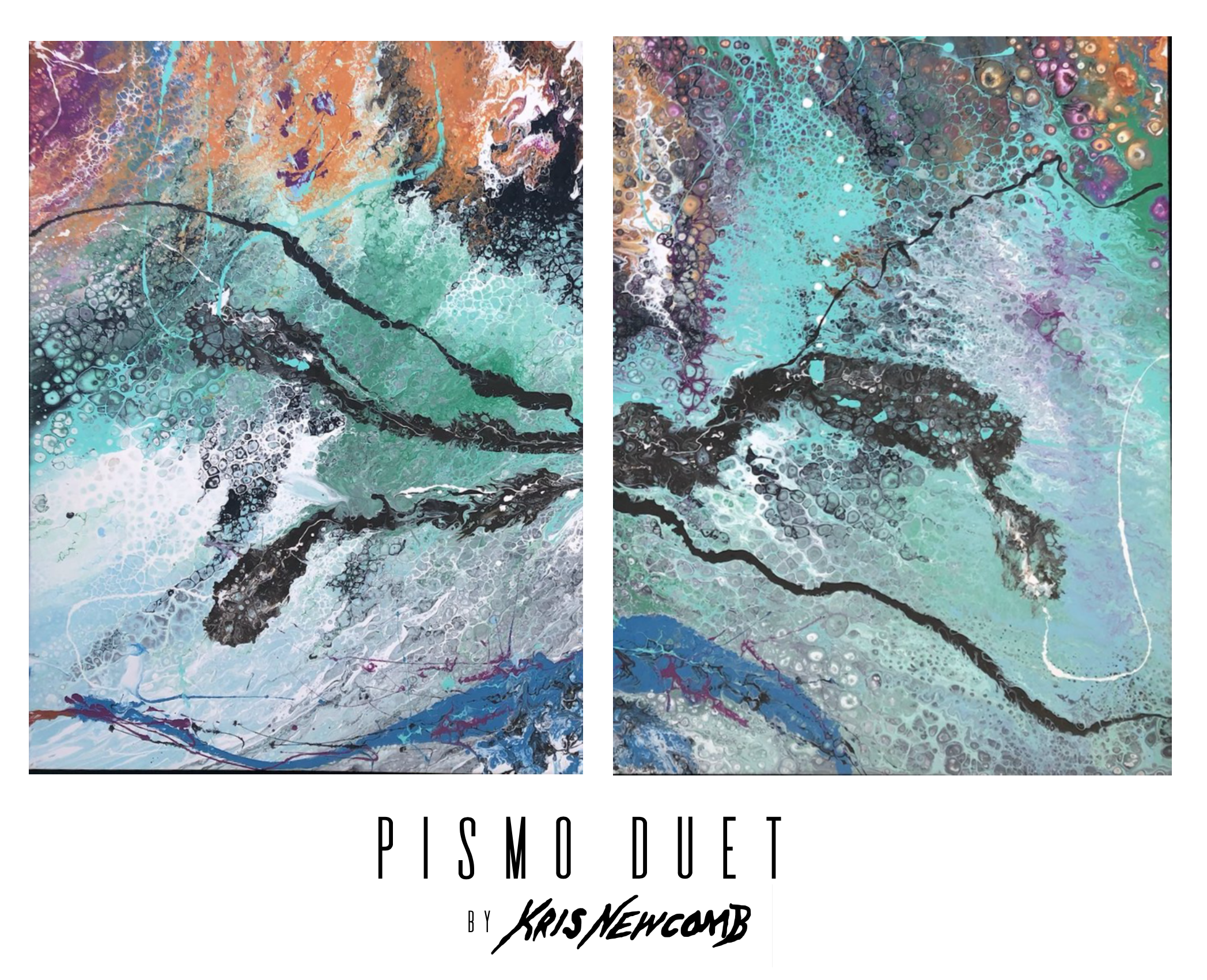 Pismo Duet (42"x30") PAIR. Hand poured Acrylic Art
(1 of 1) by Kris Newcomb