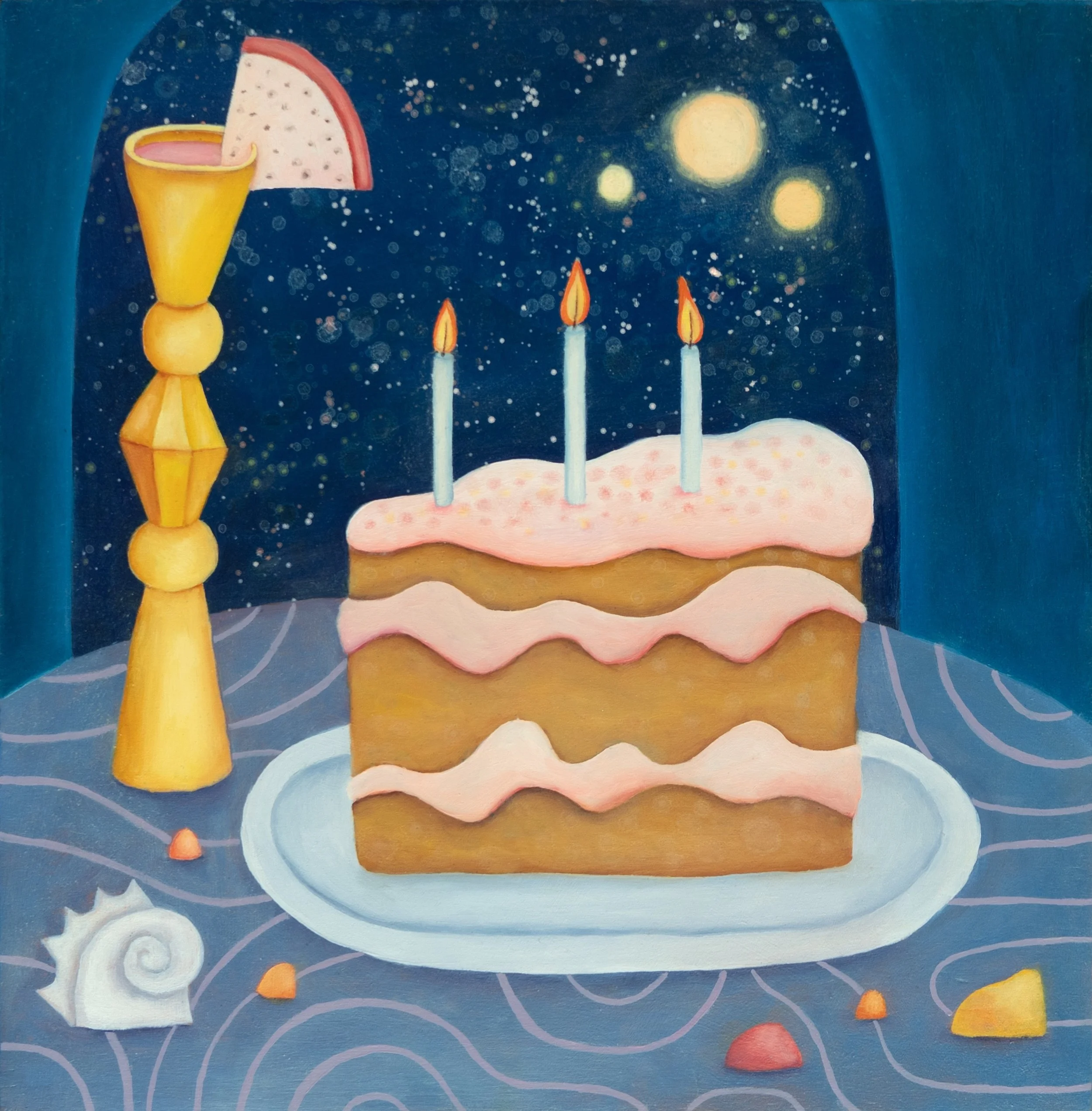 Space Cake #2
 
12x12 in | oil on wood panel | 2025