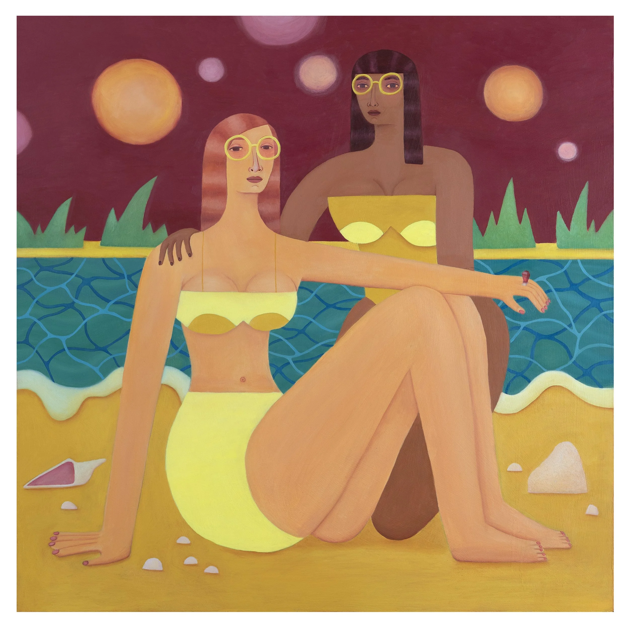 Two Women on Space Beach (print)