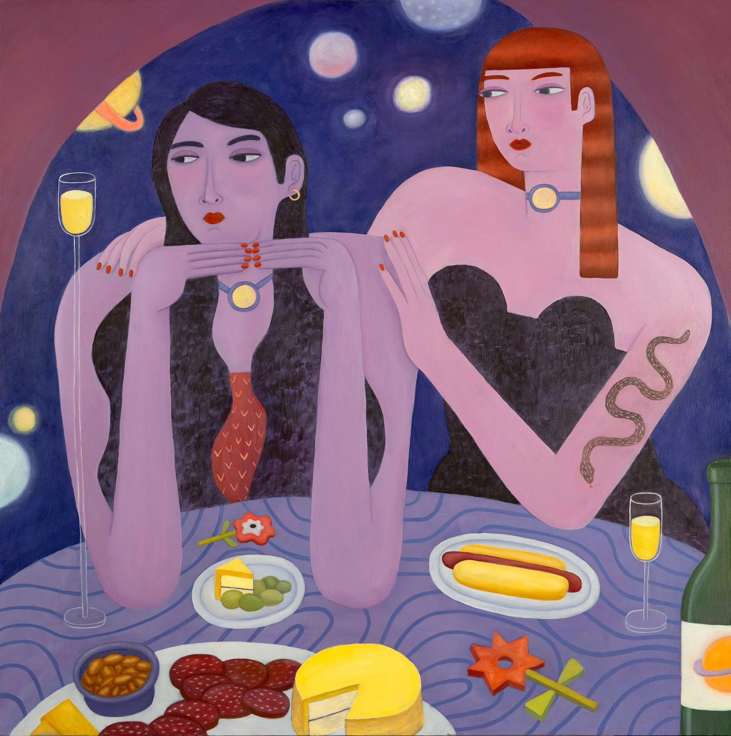 Two Women
 
30x30 in | oil on wood panel | 2025