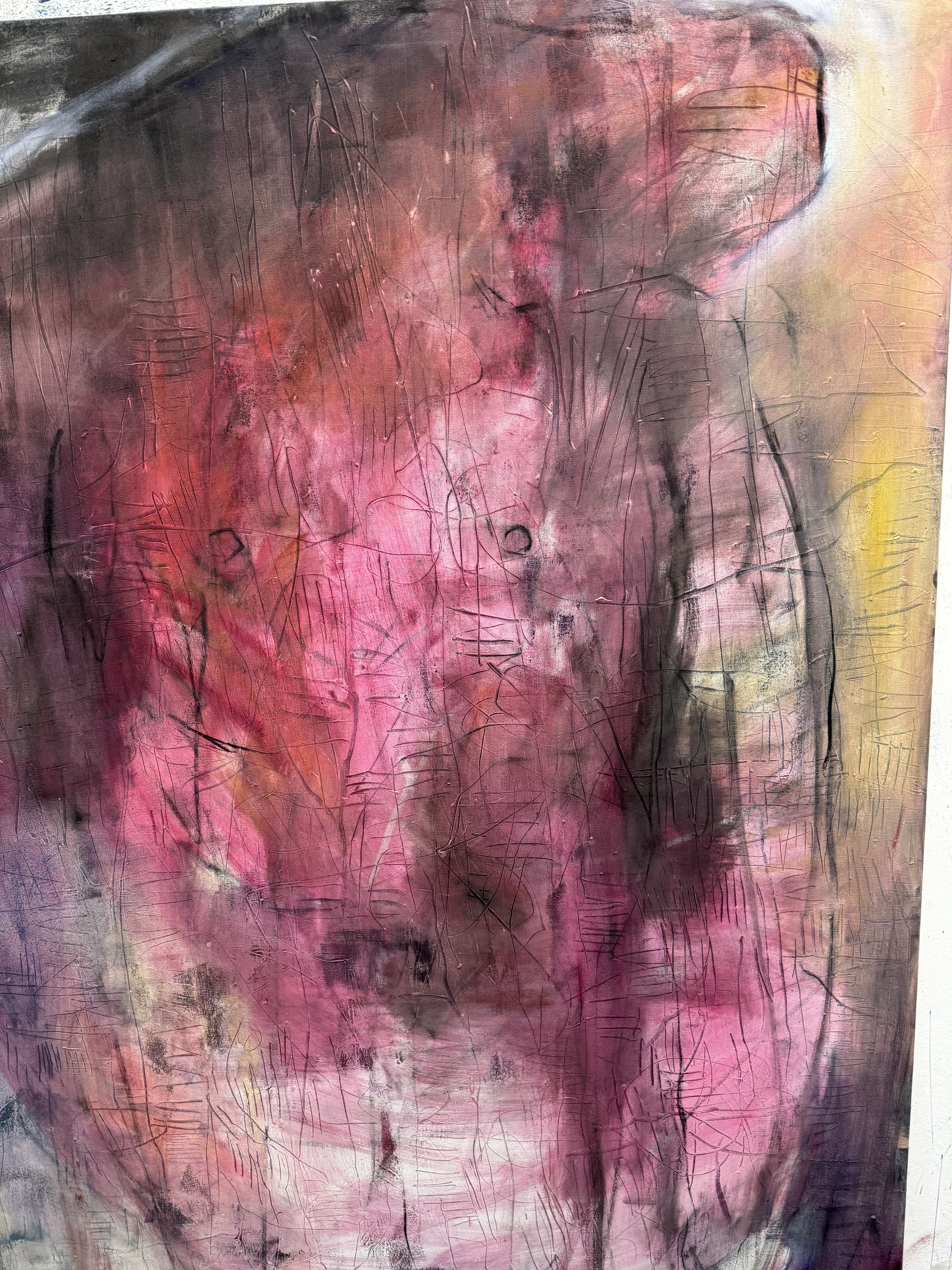 Studies for The Entropic Pull of Matter Over Memory
Martin Kinnear RCA
Oil, peinture d’essence, dry media, gloss, and sgraffito on canvas
Polyptych (12 panels), each 230 × 152 cm