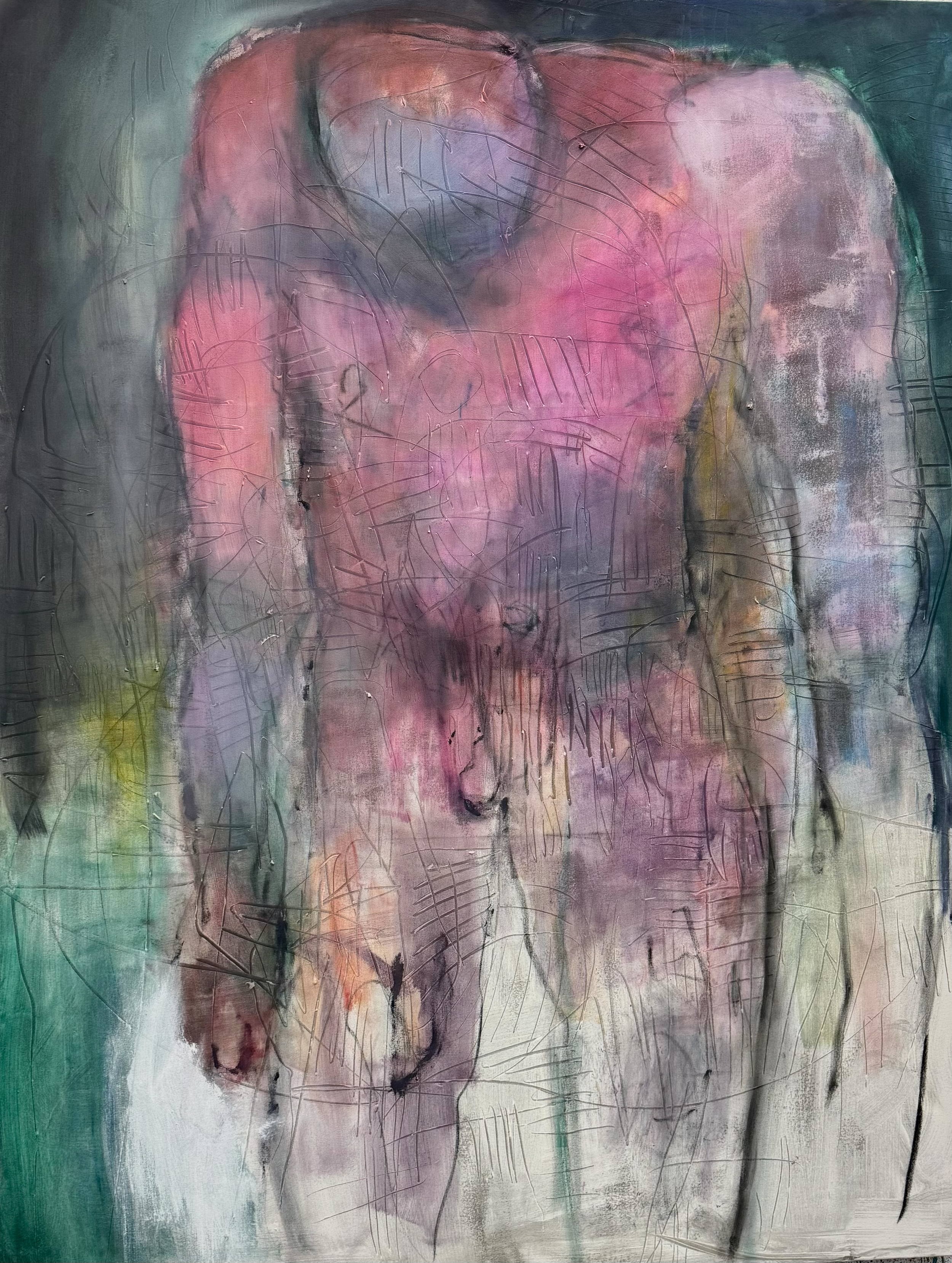 Hesitently An Absence RemainsMartin Kinnear RCA 24/25 . OIL, PIGMENT GLOSS AND GESSO ON CANVAS 200x150
