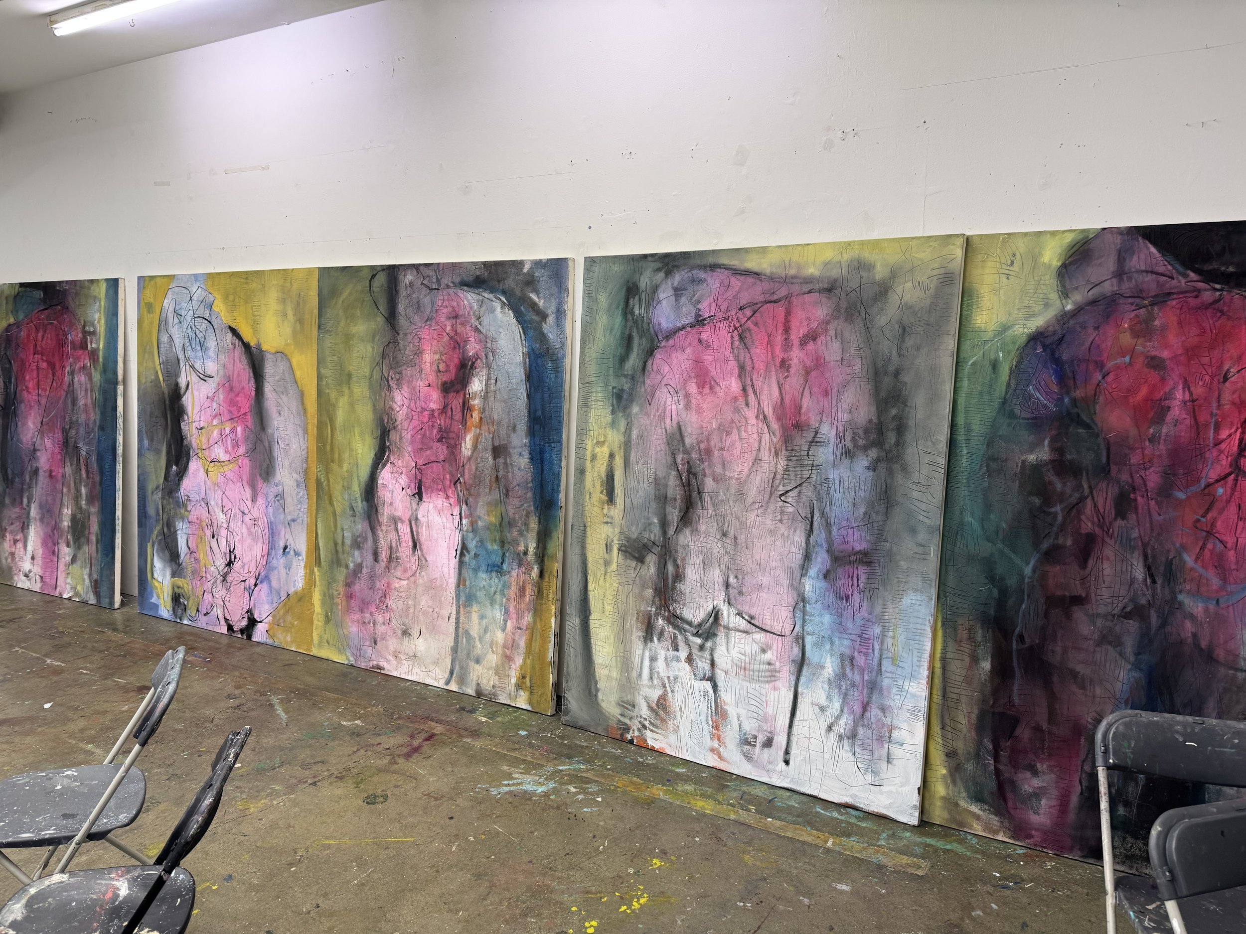 Studies for The Entropic Pull of Matter Over Memory
Martin Kinnear RCA
Oil, peinture d’essence, dry media, gloss, and sgraffito on canvas
Polyptych (12 panels), each 230 × 152 cm
