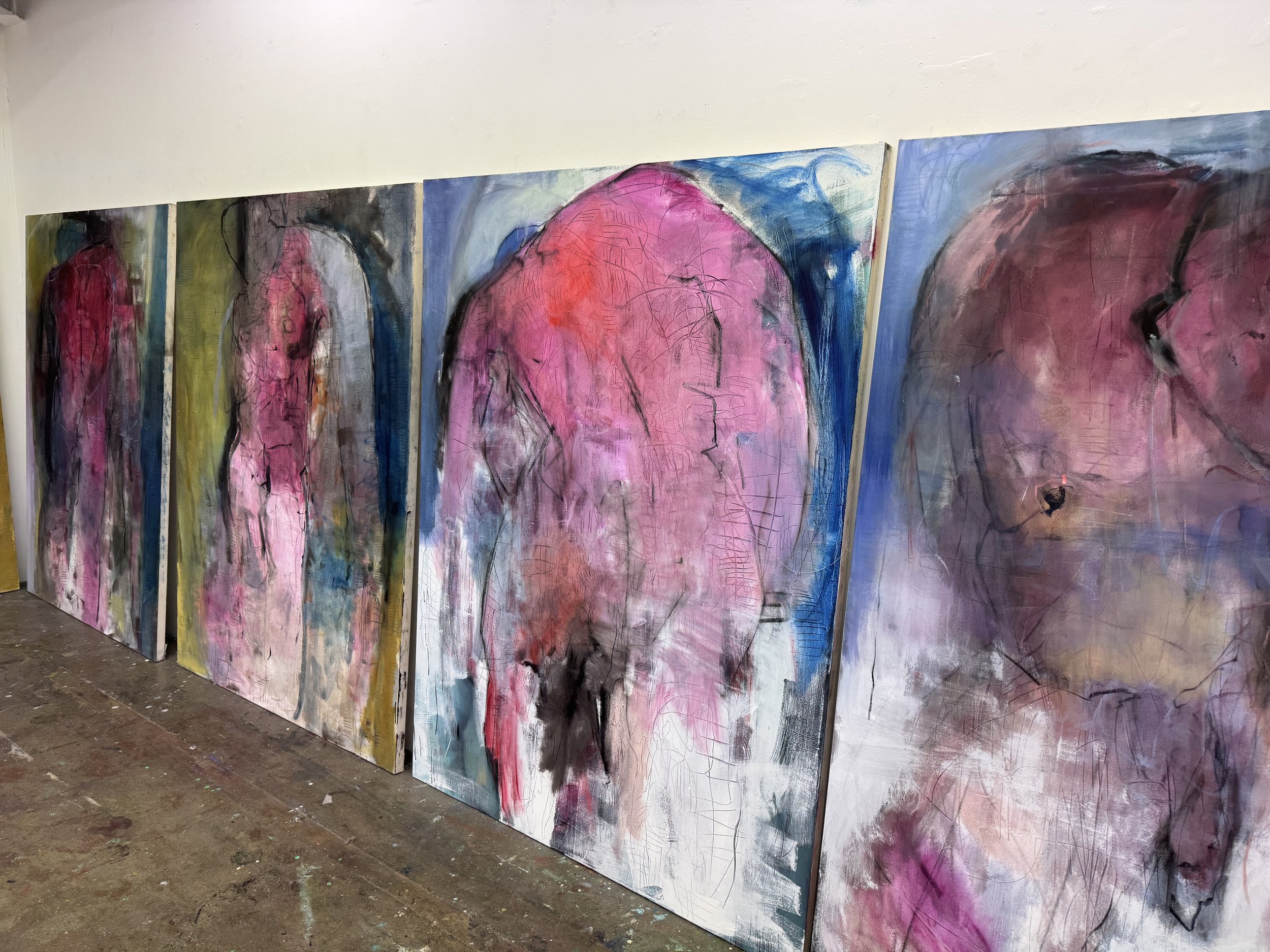 Studies for The Entropic Pull of Matter Over Memory
Martin Kinnear RCA
Oil, peinture d’essence, dry media, gloss, and sgraffito on canvas
Polyptych (12 panels), each 230 × 152 cm