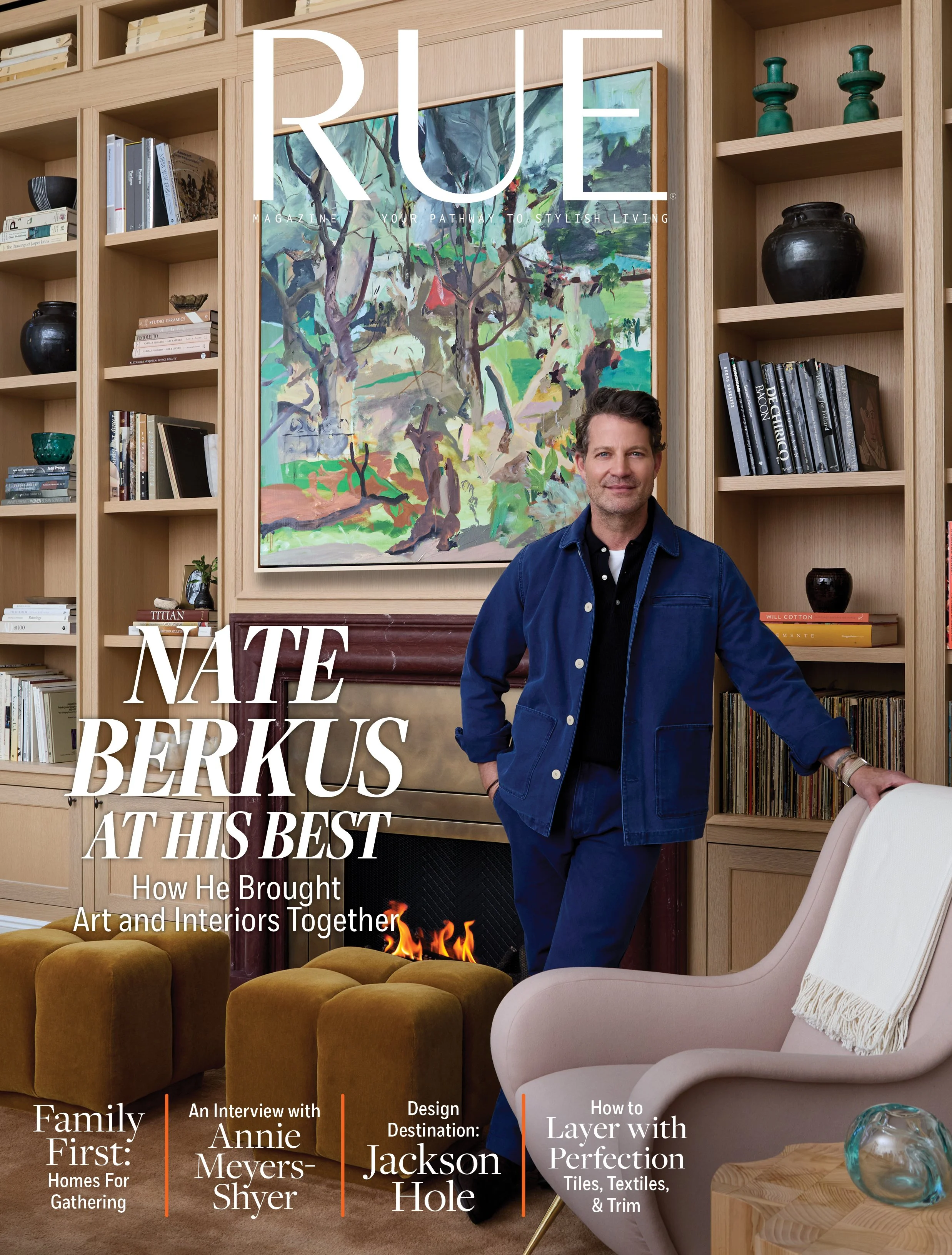 Rue Magazine Fall 2026 Cover with Nate Berkus featuring Hive Home Interior Design Shetland Kitchen Project